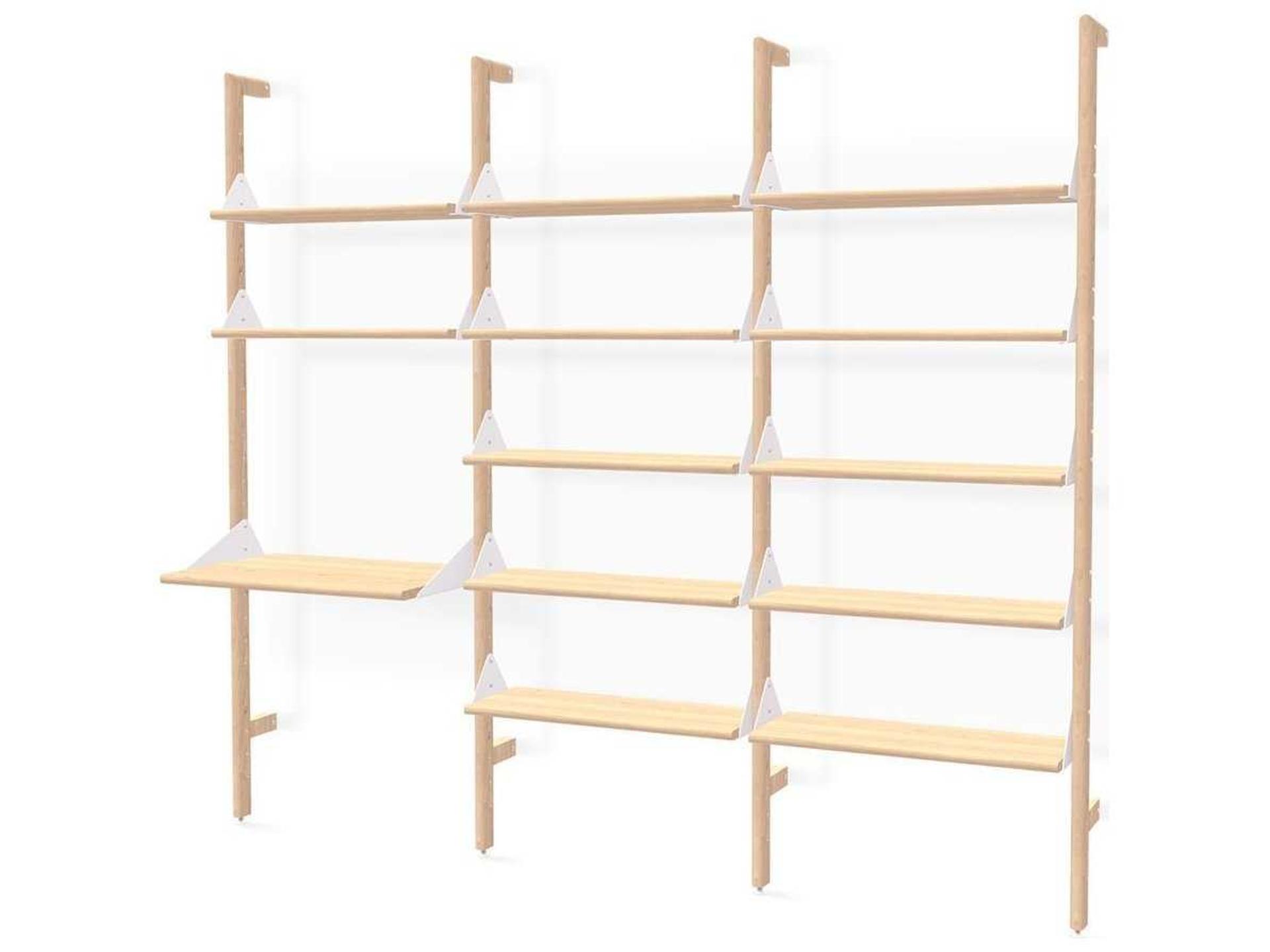 Branch Ash Blonde Leaning Ladder Desk with White Brackets