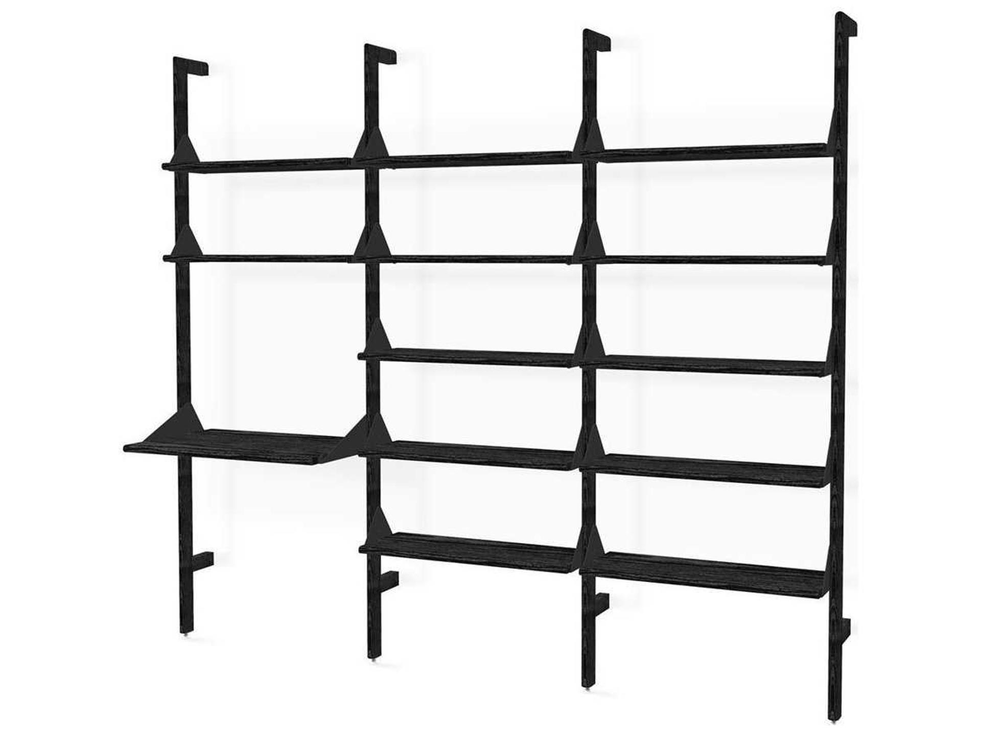 Gus Modern Branch 3-Bay Leaning Ladder Desk Ash Black
