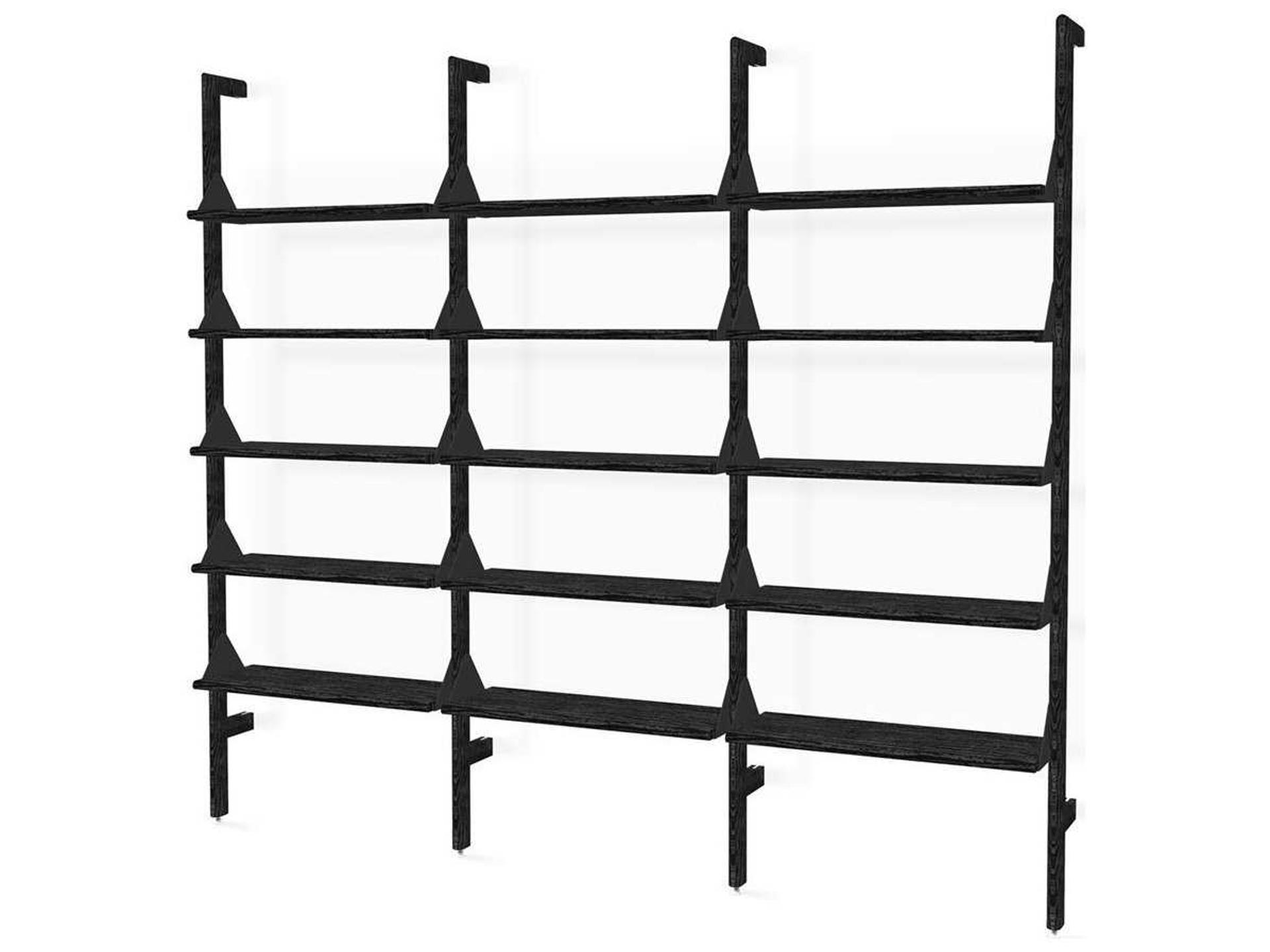Branch 3-Bay Modular Shelving Unit Ash with Black Brackets and Black Shelves