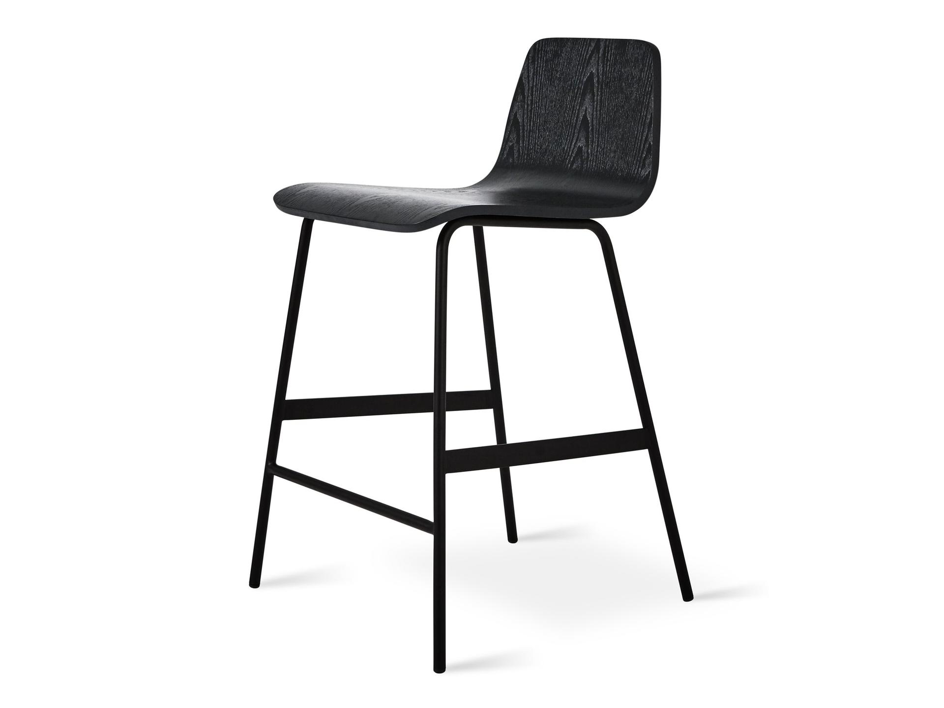 Lecture Counter Stool in Ash Wood and Black Steel