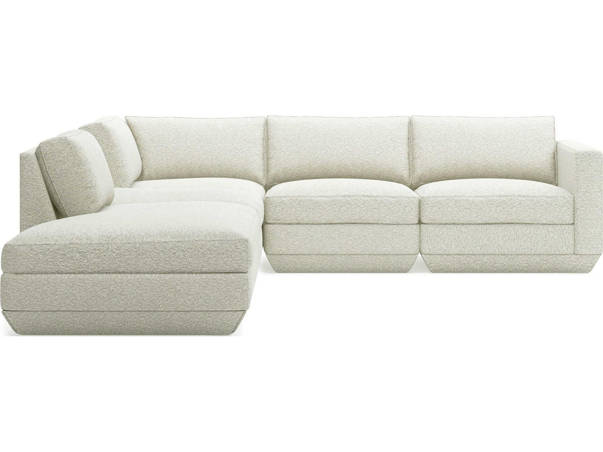 Podium 5-Piece Modular Sectional Sofa in White COPFOS Fabric Left Facing