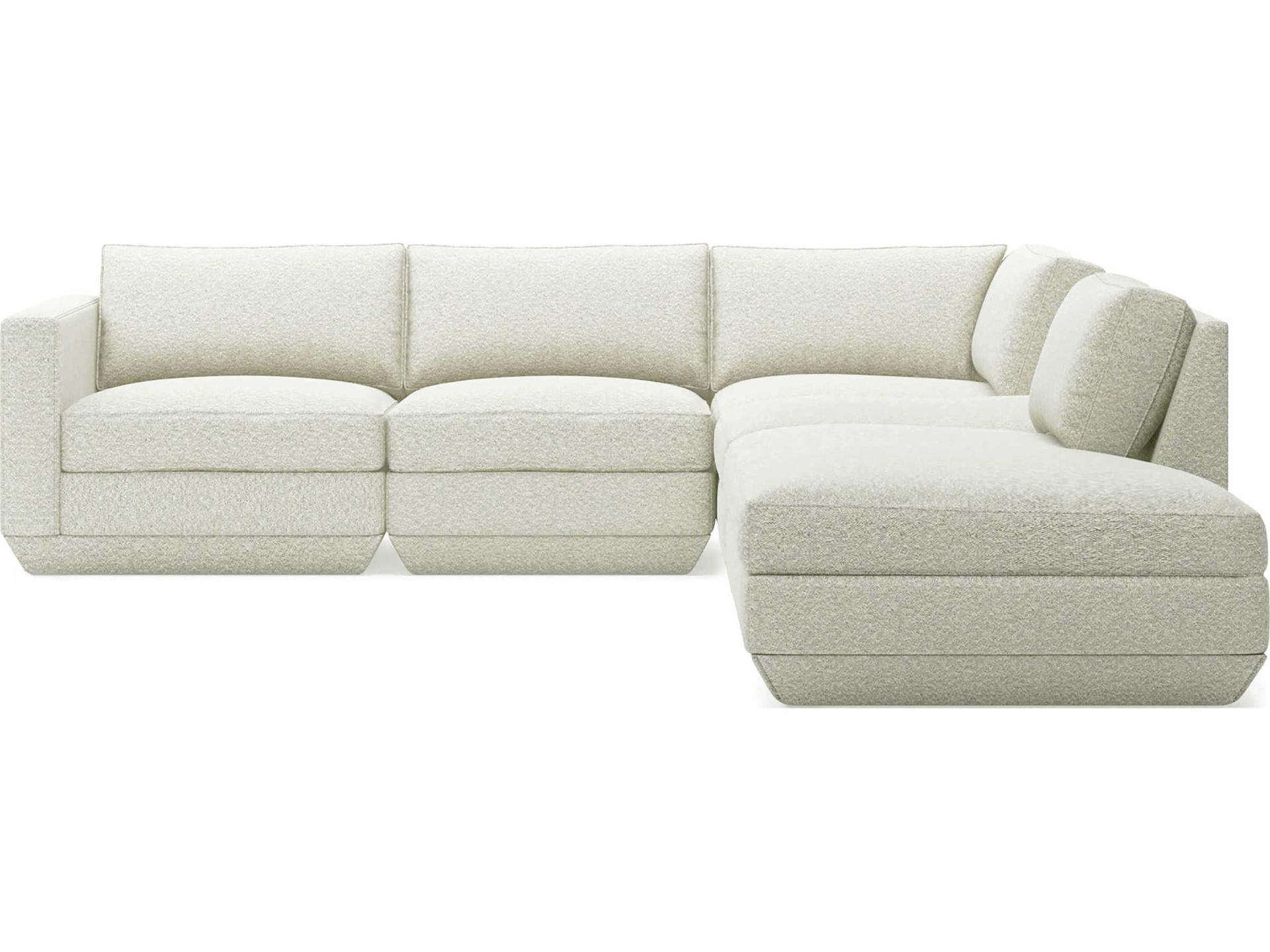 Podium 5-Piece Modular Right Facing Performance Fabric Sectional in White