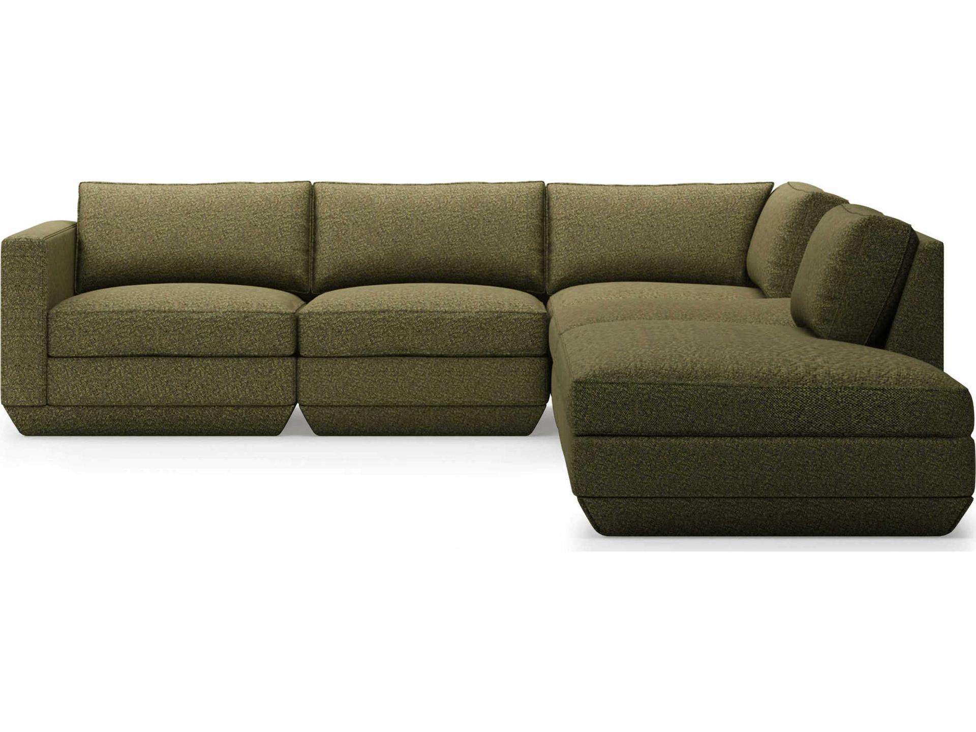 Podium 5-Piece Modular Upholstered Sectional Sofa in Podium Green