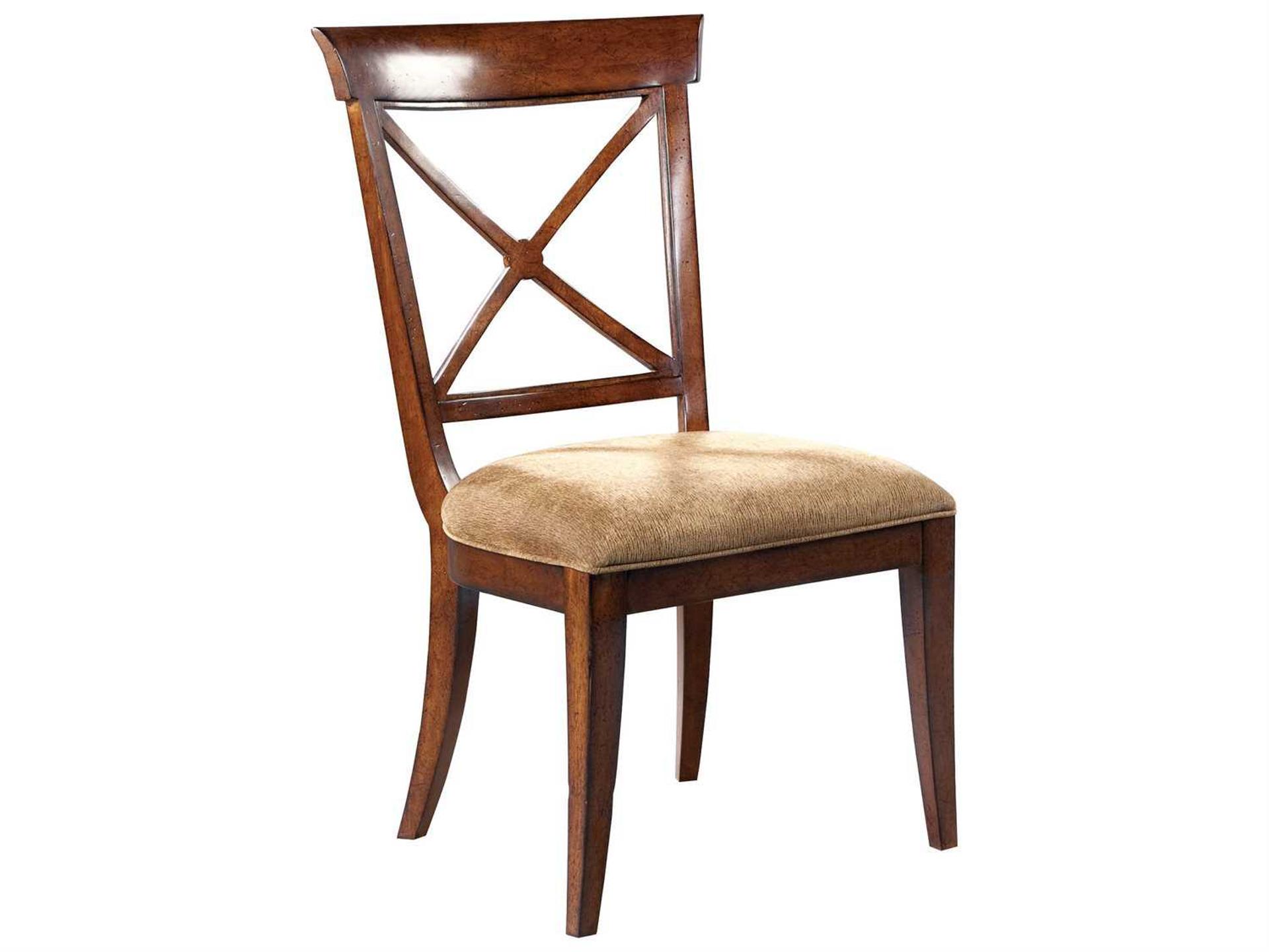 European Legacy Upholstered Dining Side Chair in Macadamia Finish with Velvet Seat