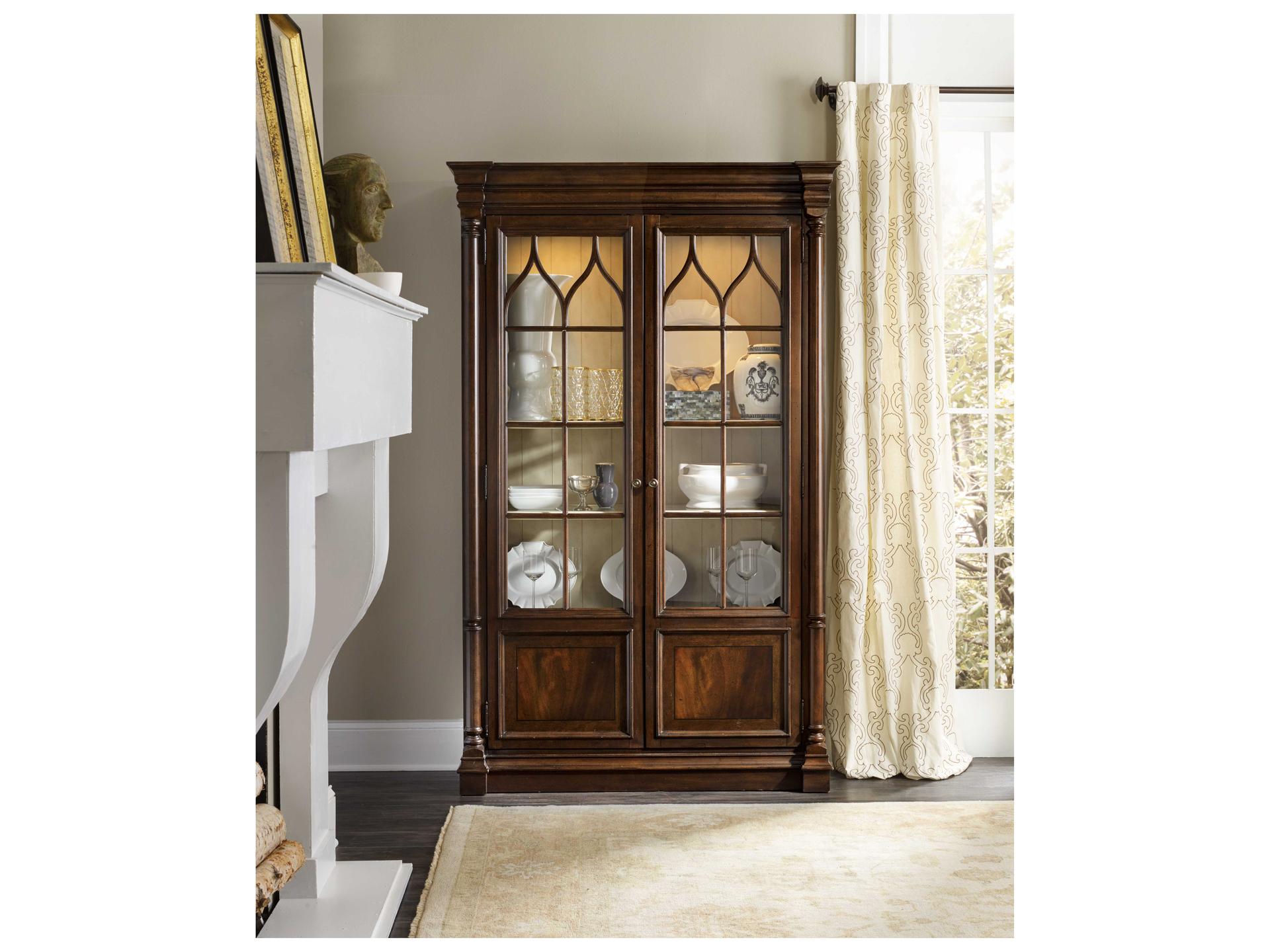 Hooker Furniture Leesburg Mahogany Wood Features A Rich Dark Display Cabinet