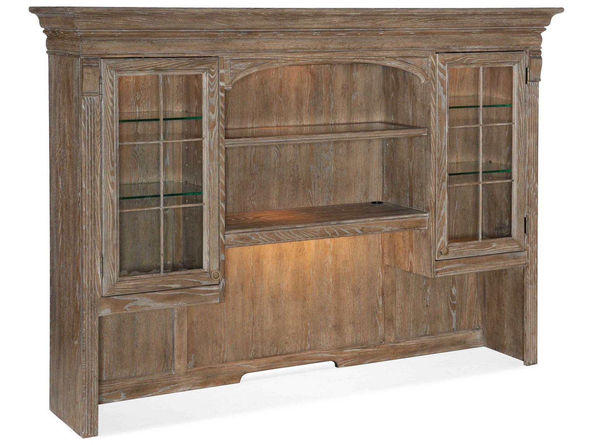 Sutter Credenza Hutch in Claro Oak Finish with Lighting