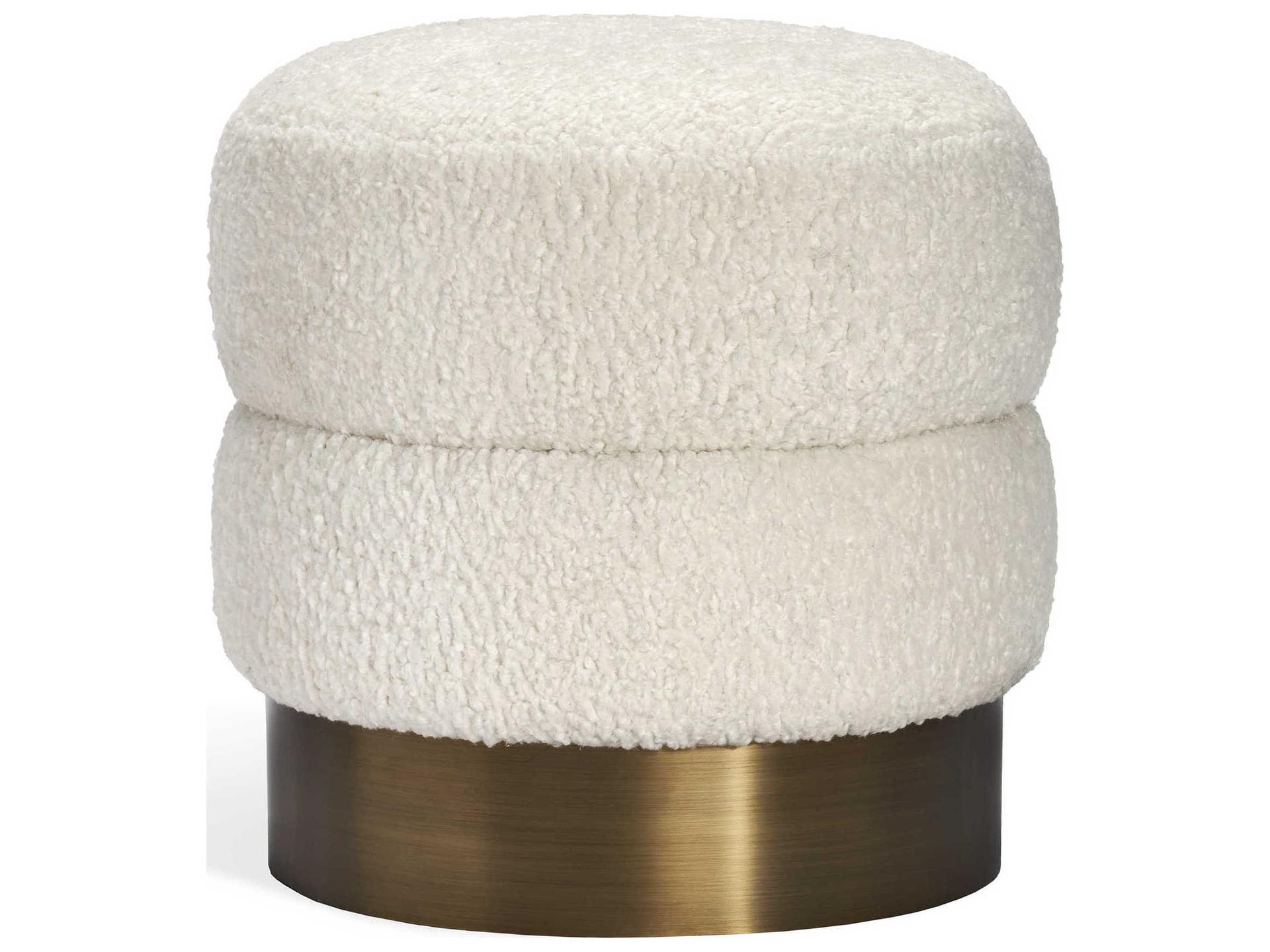 Interlude Home Charlize Cream Antique Bronze Upholstered Accent Stool