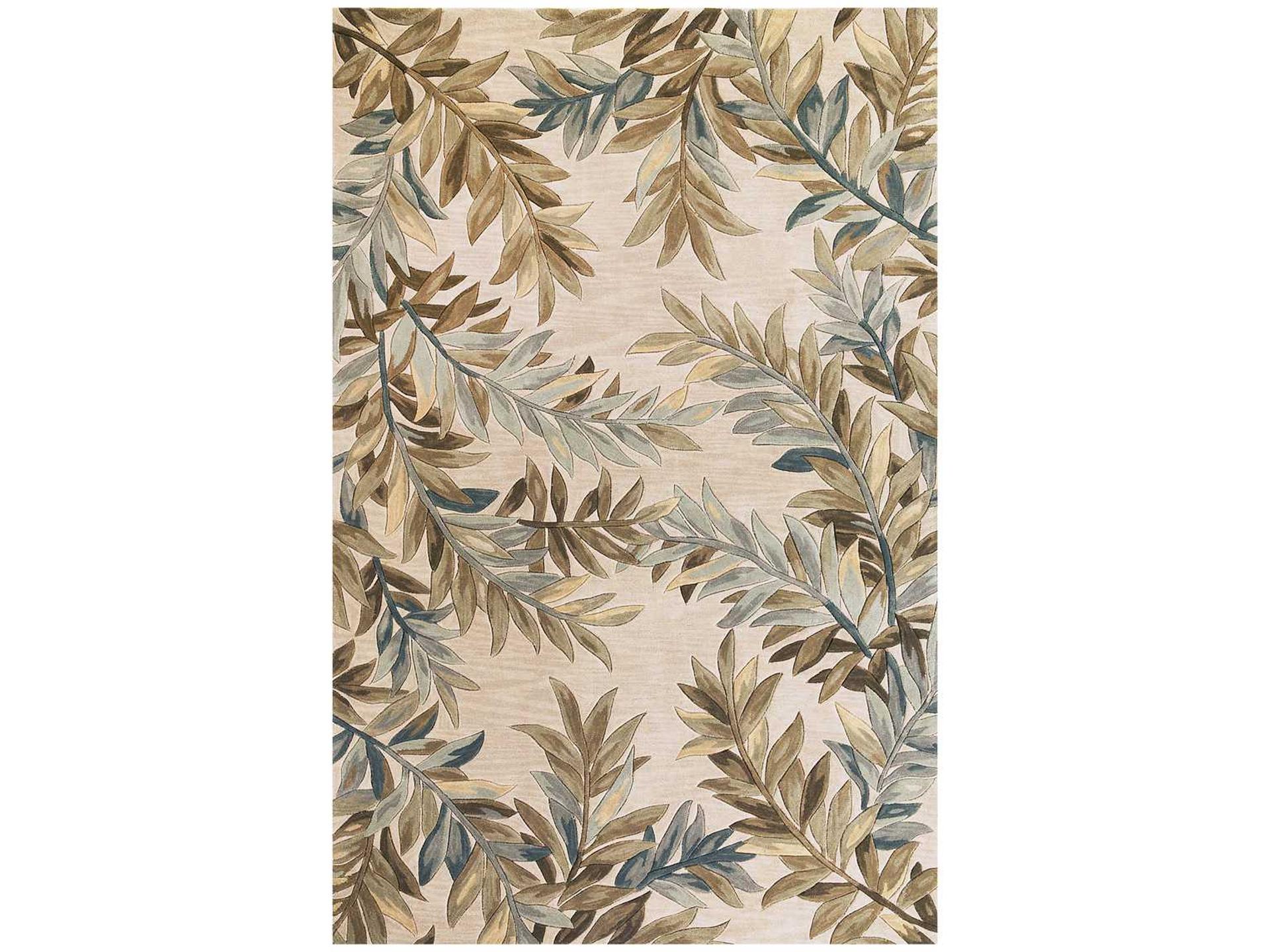 Sparta Hand Tufted Wool Area Rug Ivory Tropical Branches