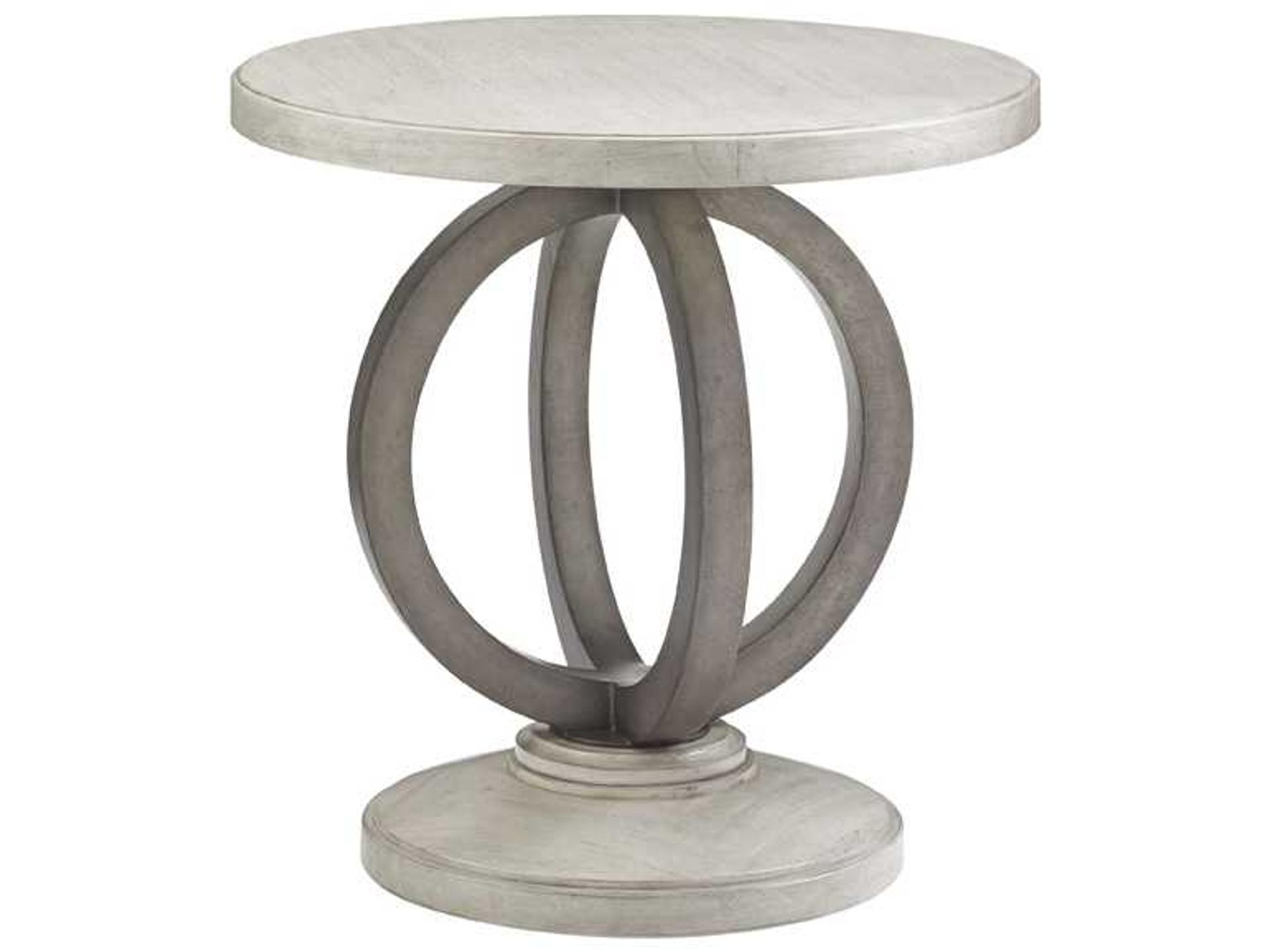 Oyster Bay Hewlett Round Side Table in Oyster Shell Wood and Metal