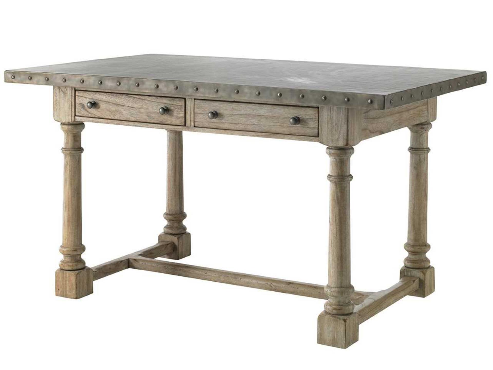 Twilight Bay Shelter Island Rectangle Bistro Table in Driftwood with Stainless Steel Top