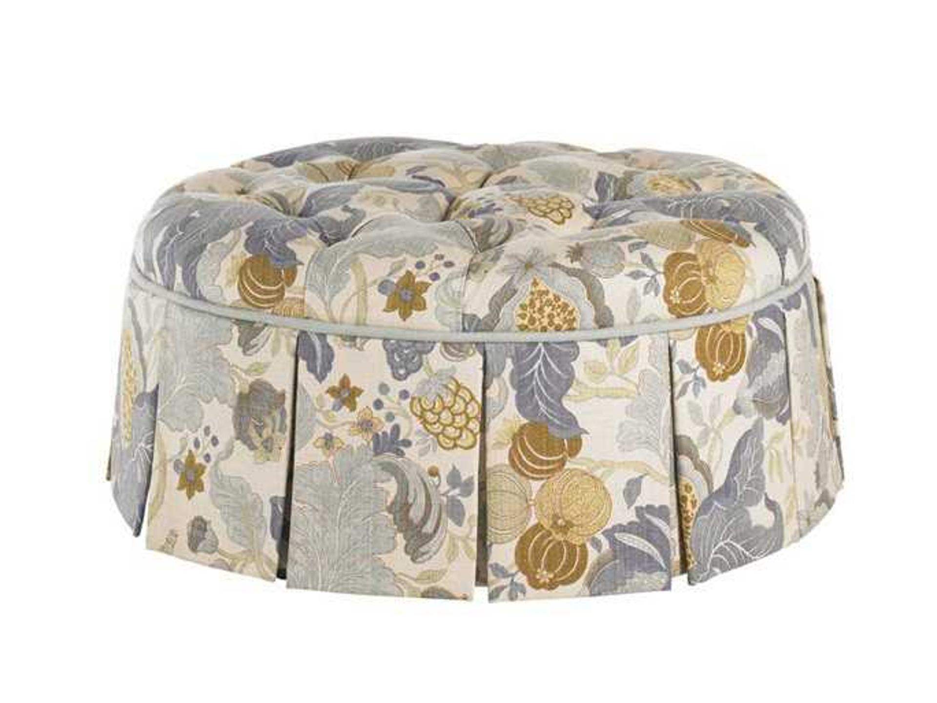 Lauren Upholstered Tufted Ottoman with Pleated Skirt