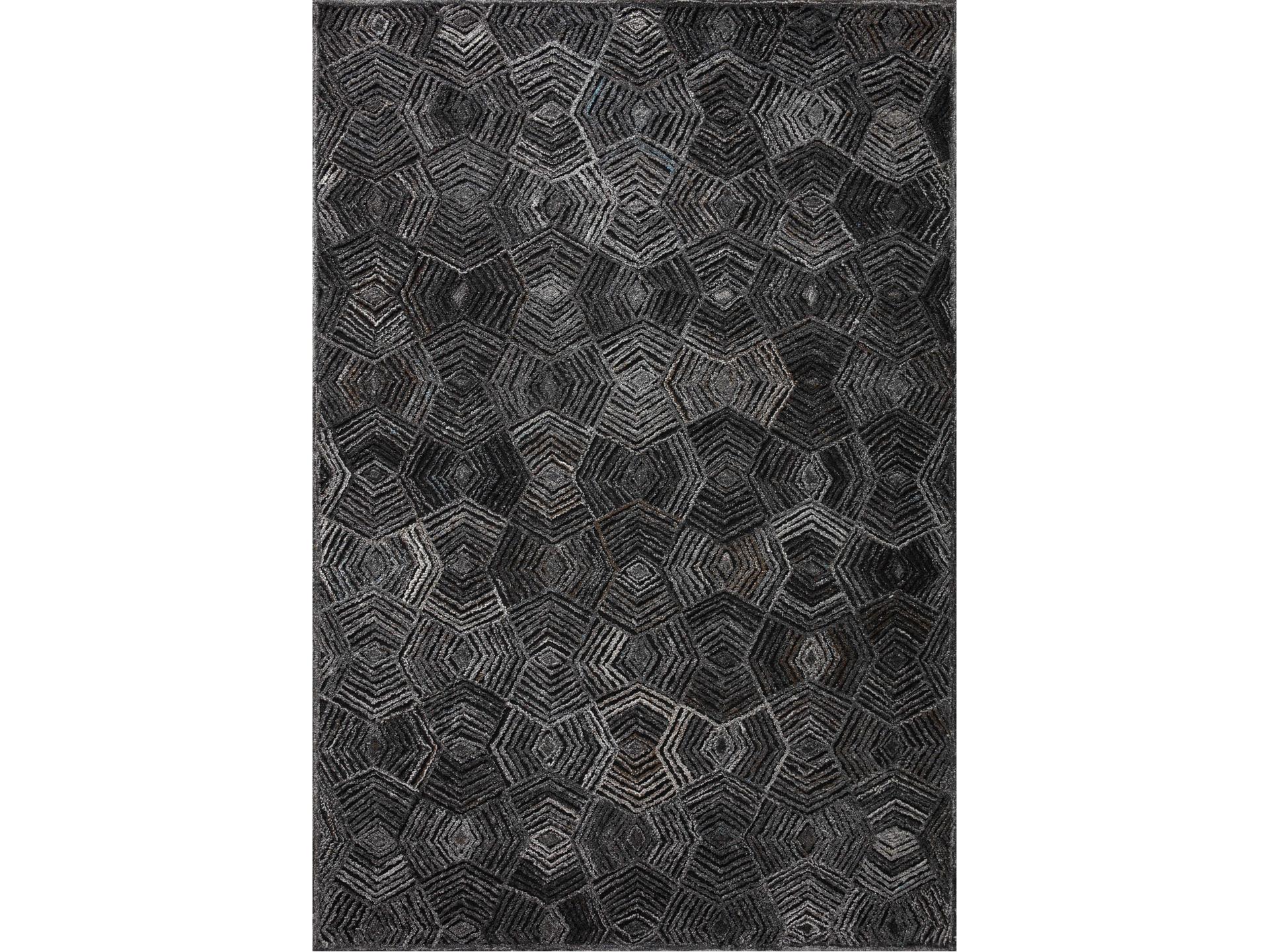 Prescott Area Rug Charcoal Geometric High-Low Pile