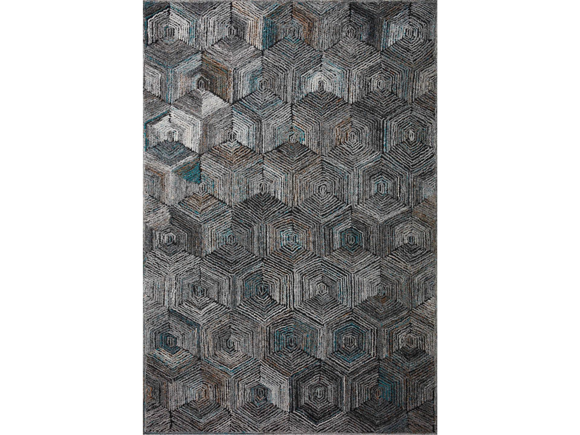 Prescott Area Rug in Metal with Geometric High-Low Pile