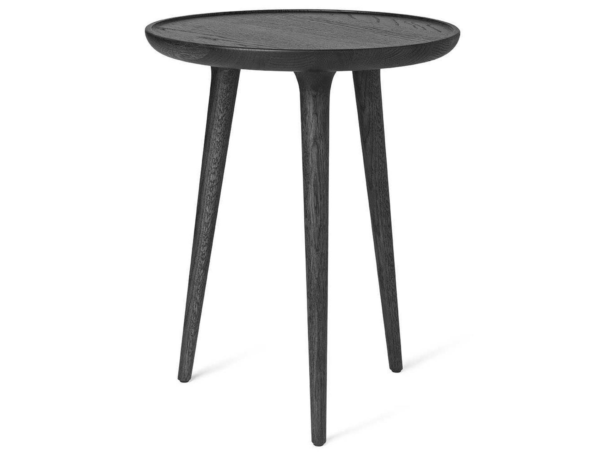 Round Wood Black Stain End Table