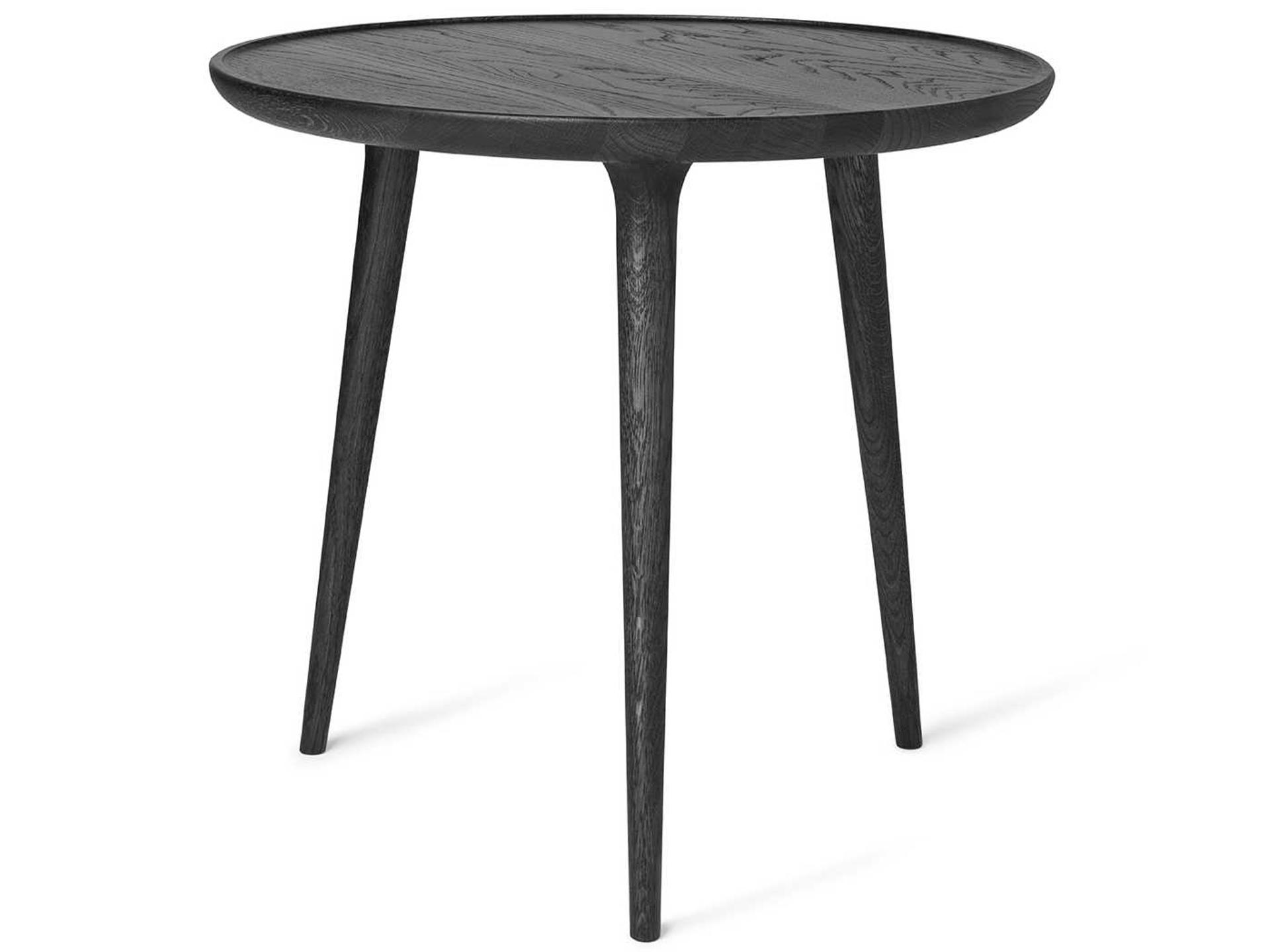 Round Wood Black Stain End Table