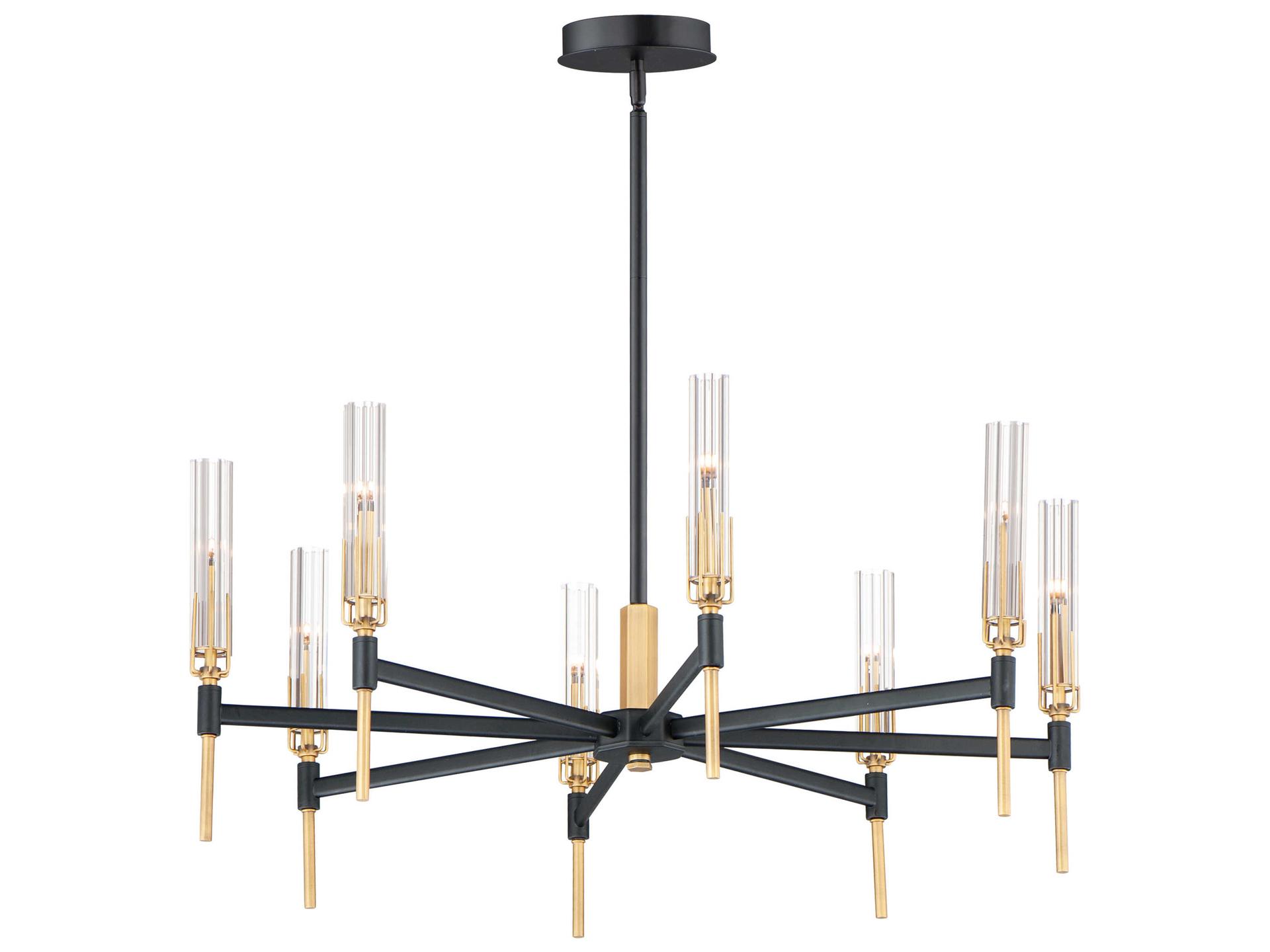 Flambeau 8-Light LED Chandelier in Black and Antique Brass
