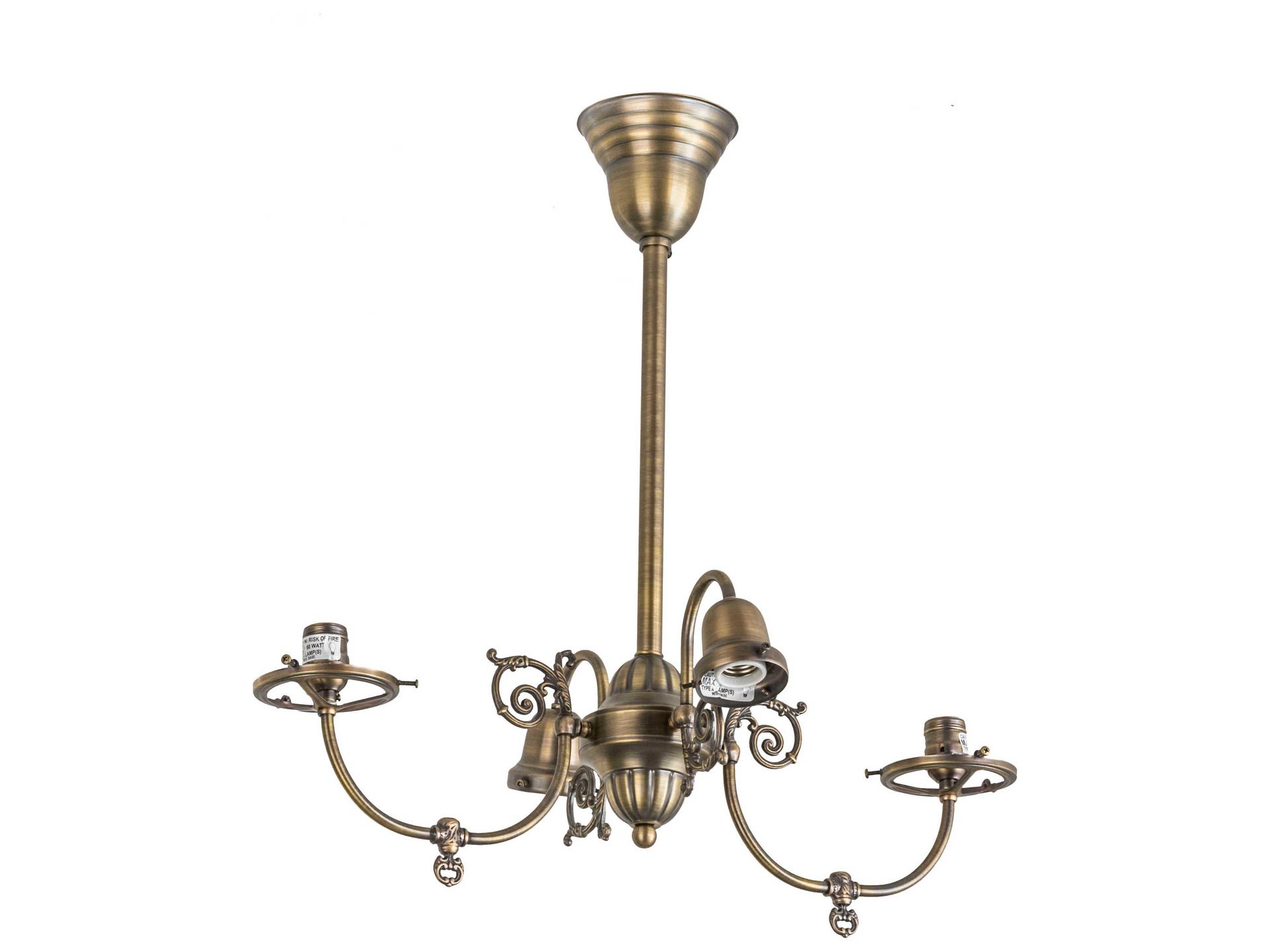 Tiffany Revival Gas and Electric 4-Light Chandelier in Antique Brass