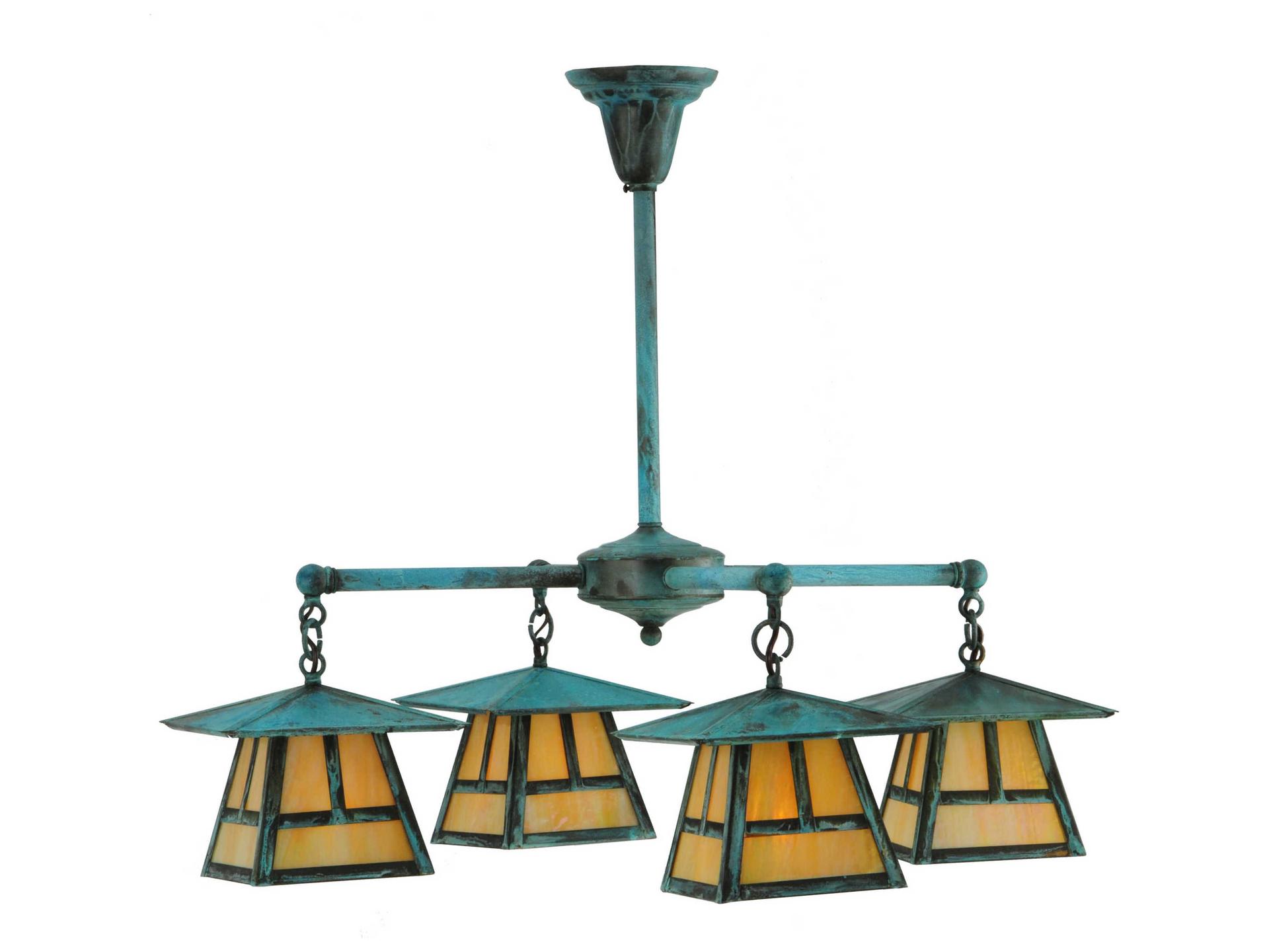 Craftsman Signature Stillwater T Mission 4-Light Chandelier in Antique Copper