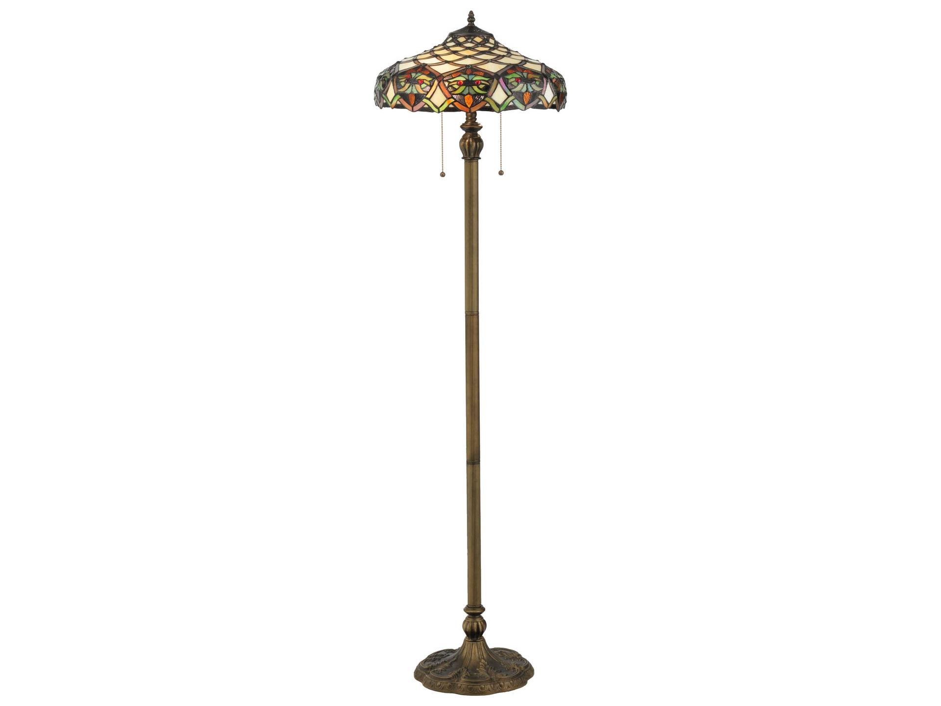 Tiffany Franco 2-Light Art Nouveau Floor Lamp in Mahogany Bronze