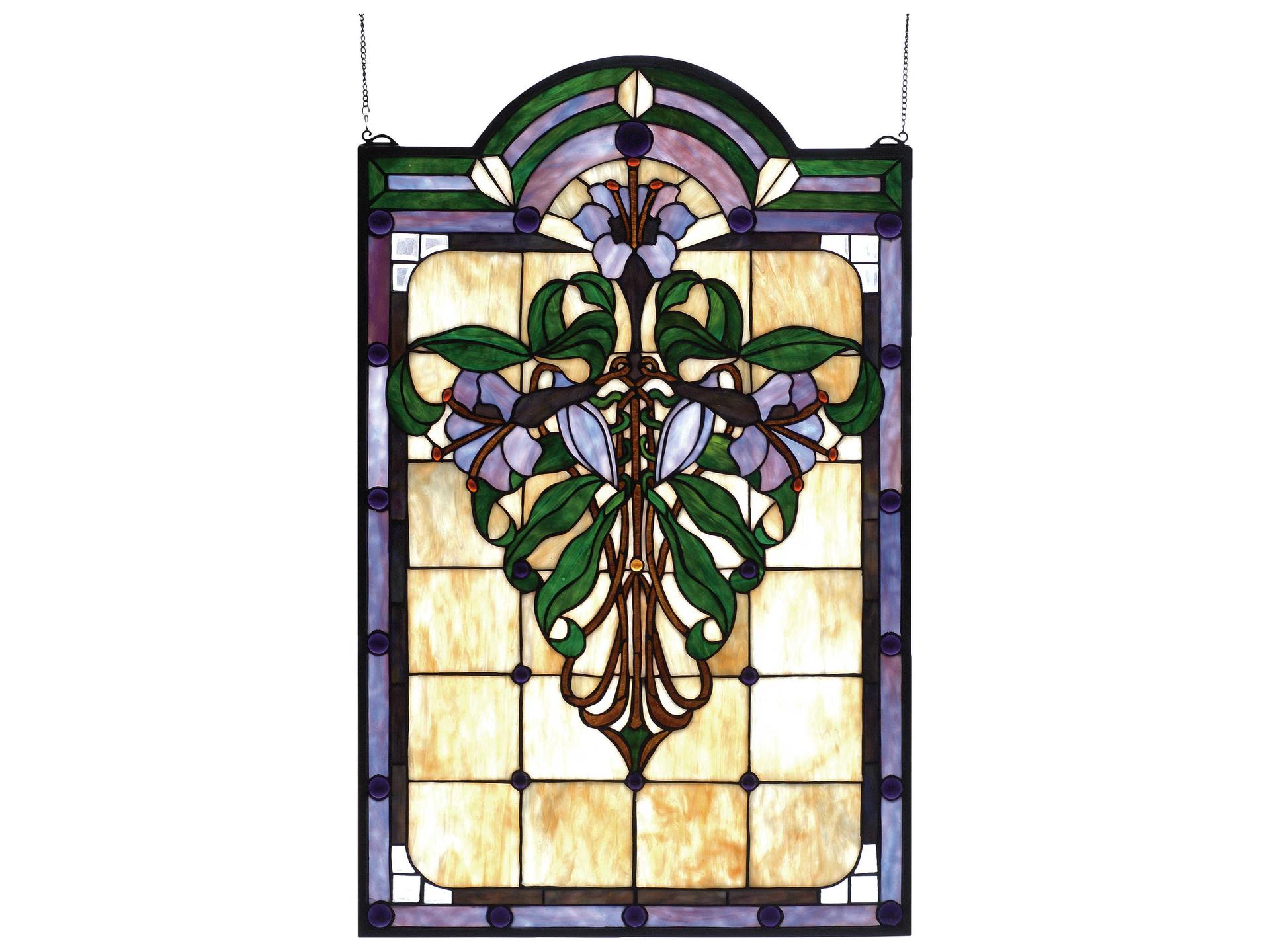Tiffany Nouveau Lily Art Nouveau Stained Glass Window Panel
