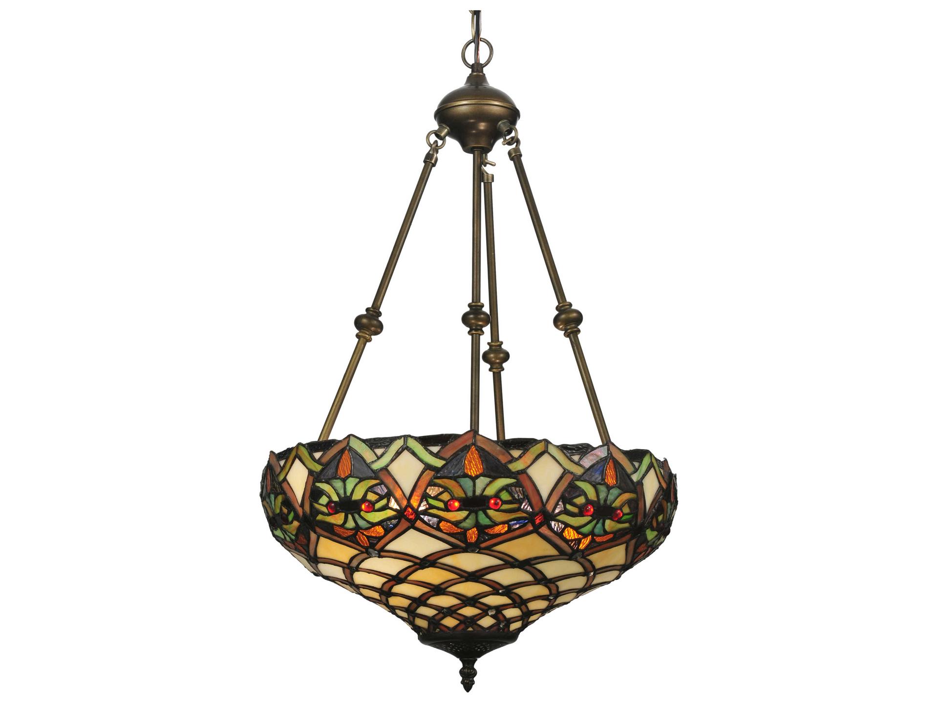 Franco Tiffany Inverted Pendant Light in Mahogany Bronze