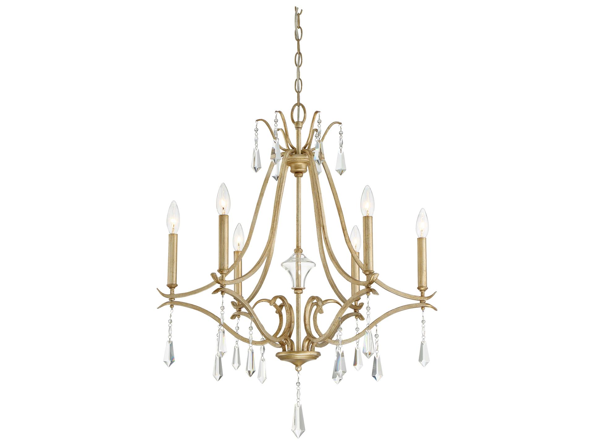 Laurel Estate 6-Light Chandelier in Brio Gold with Crystal Accents