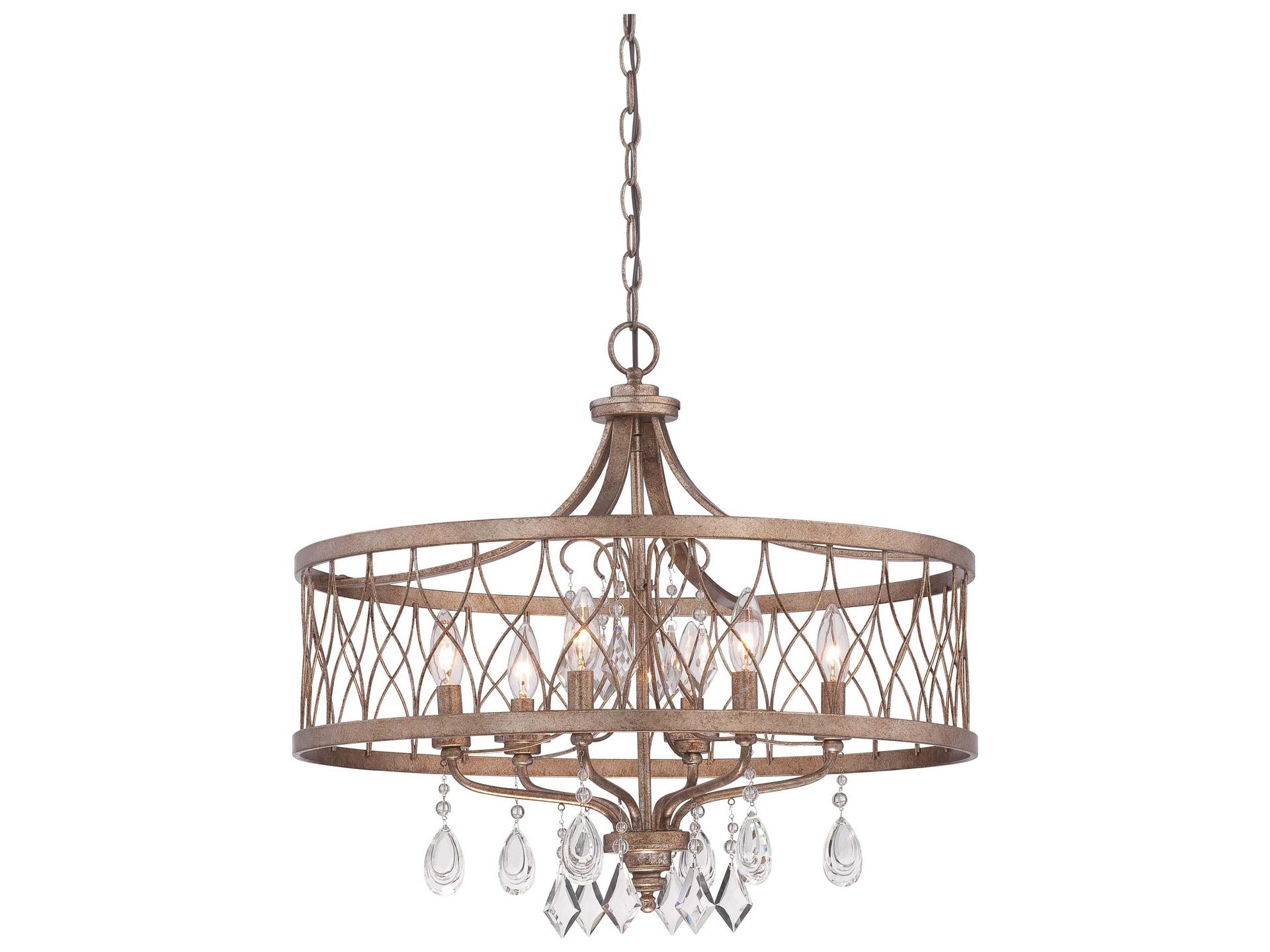 6-Light West Liberty Chandelier in Olympus Gold with Crystal Accents