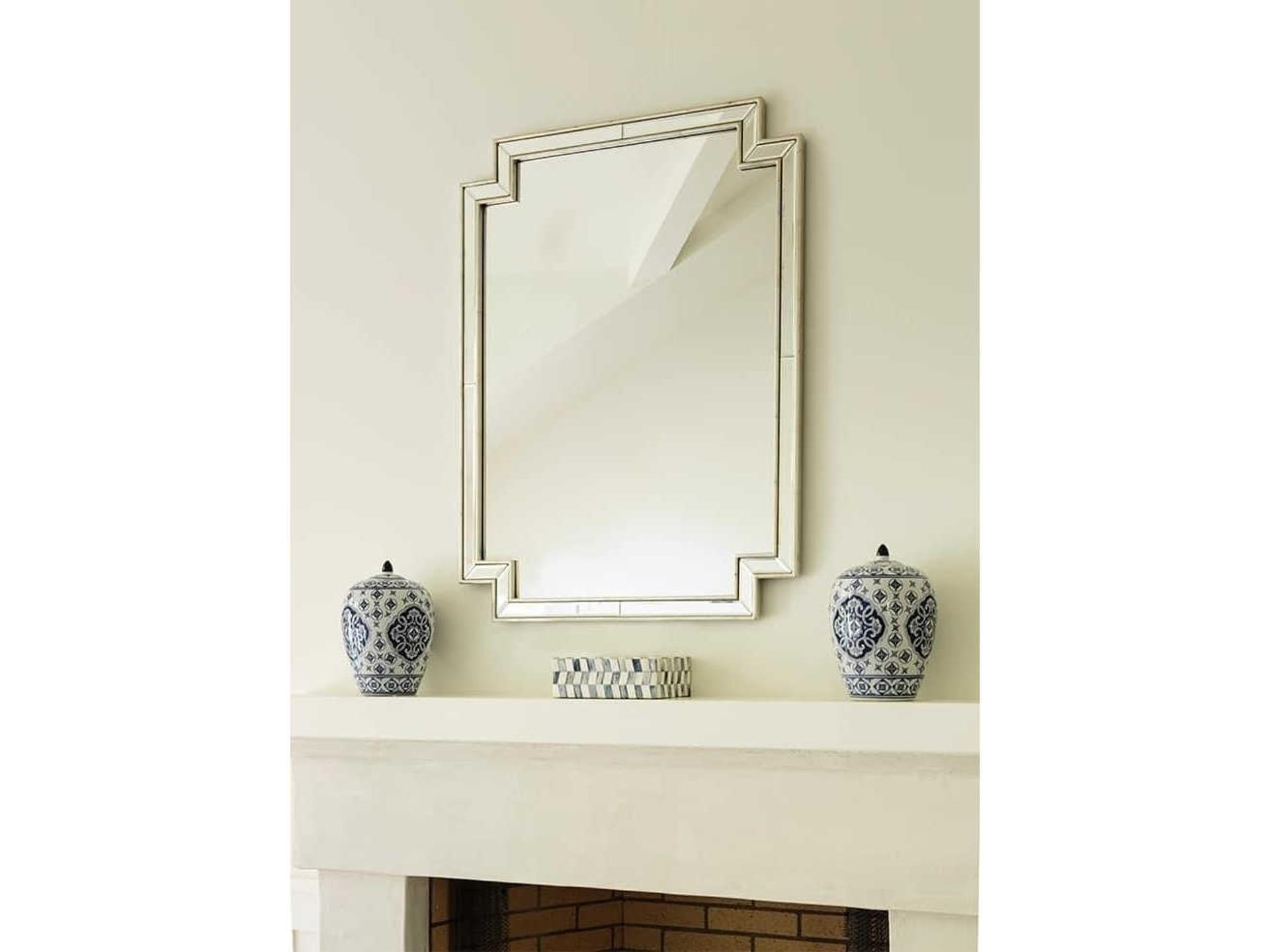 Mirror Home Distressed Silver Leaf Rectangular Wall Mirror