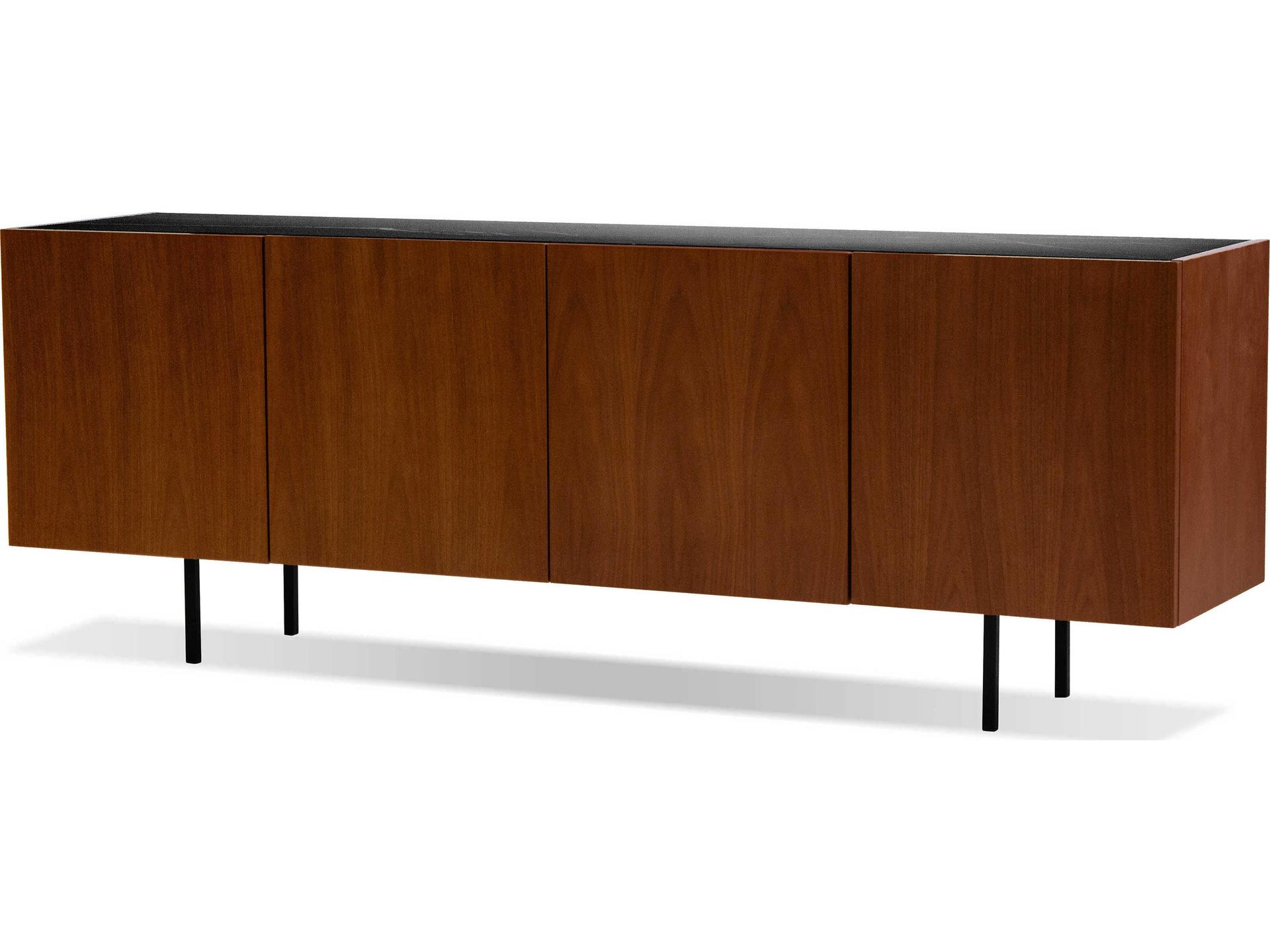Calvin 79" Walnut Wood Black Brown Sideboard