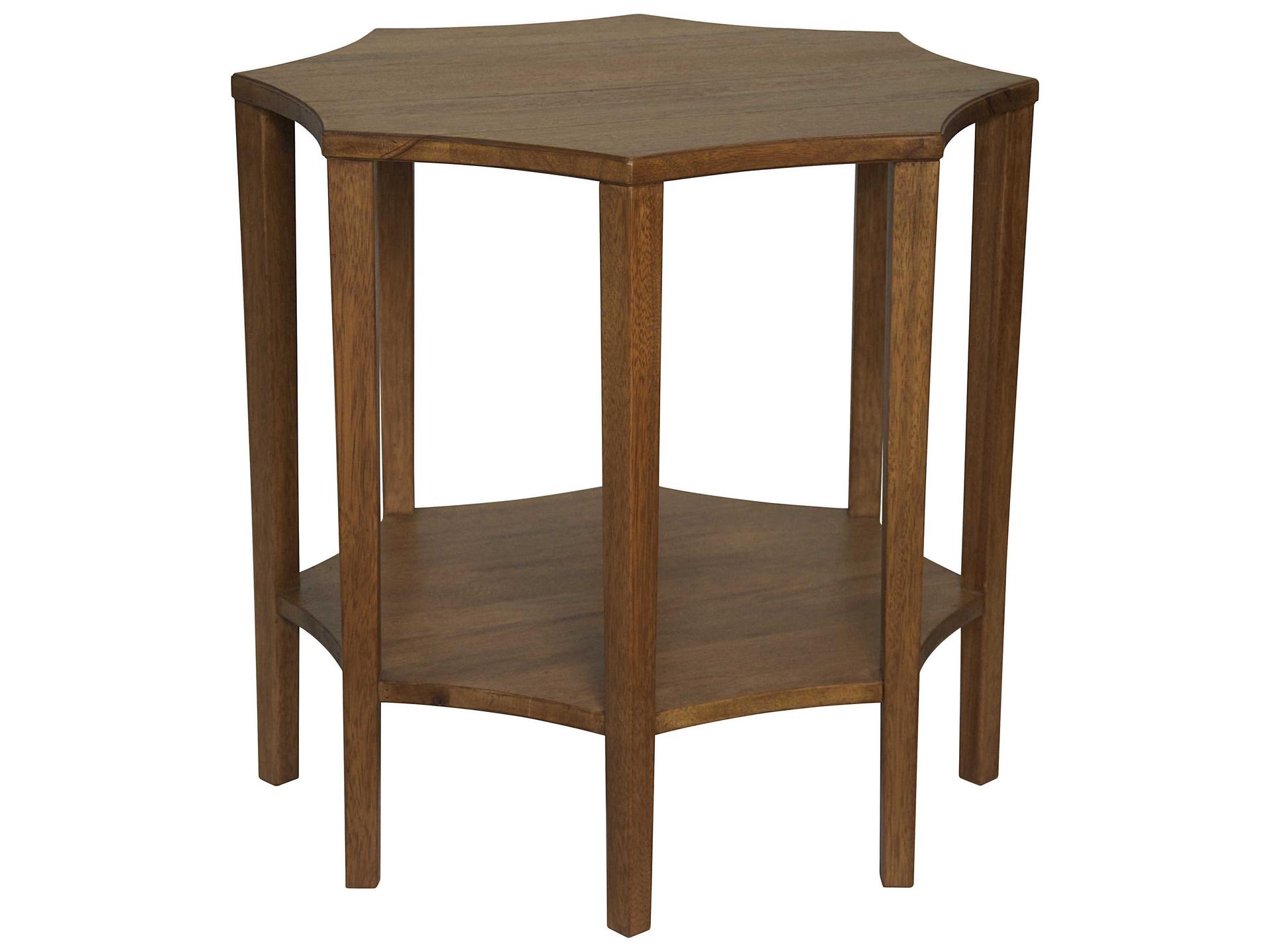 Ariana Octagon Side Table in Dark Walnut Wood