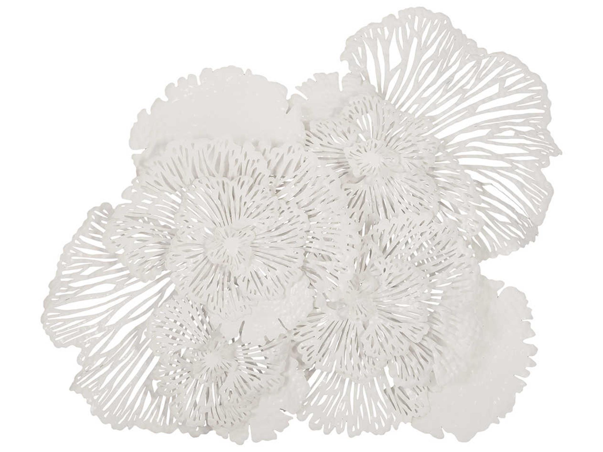 Flower Wall Art Large White Metal