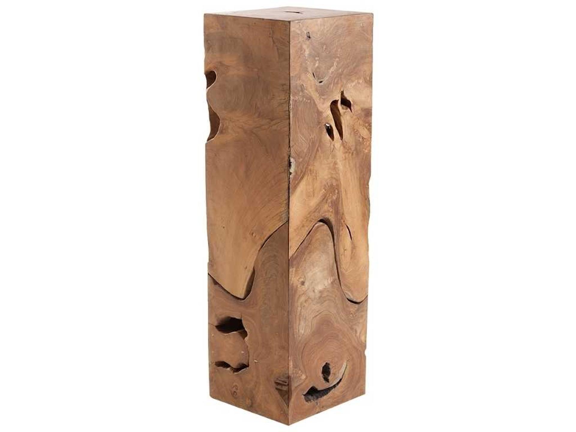 Square Wood Pedestal Table Natural Brown