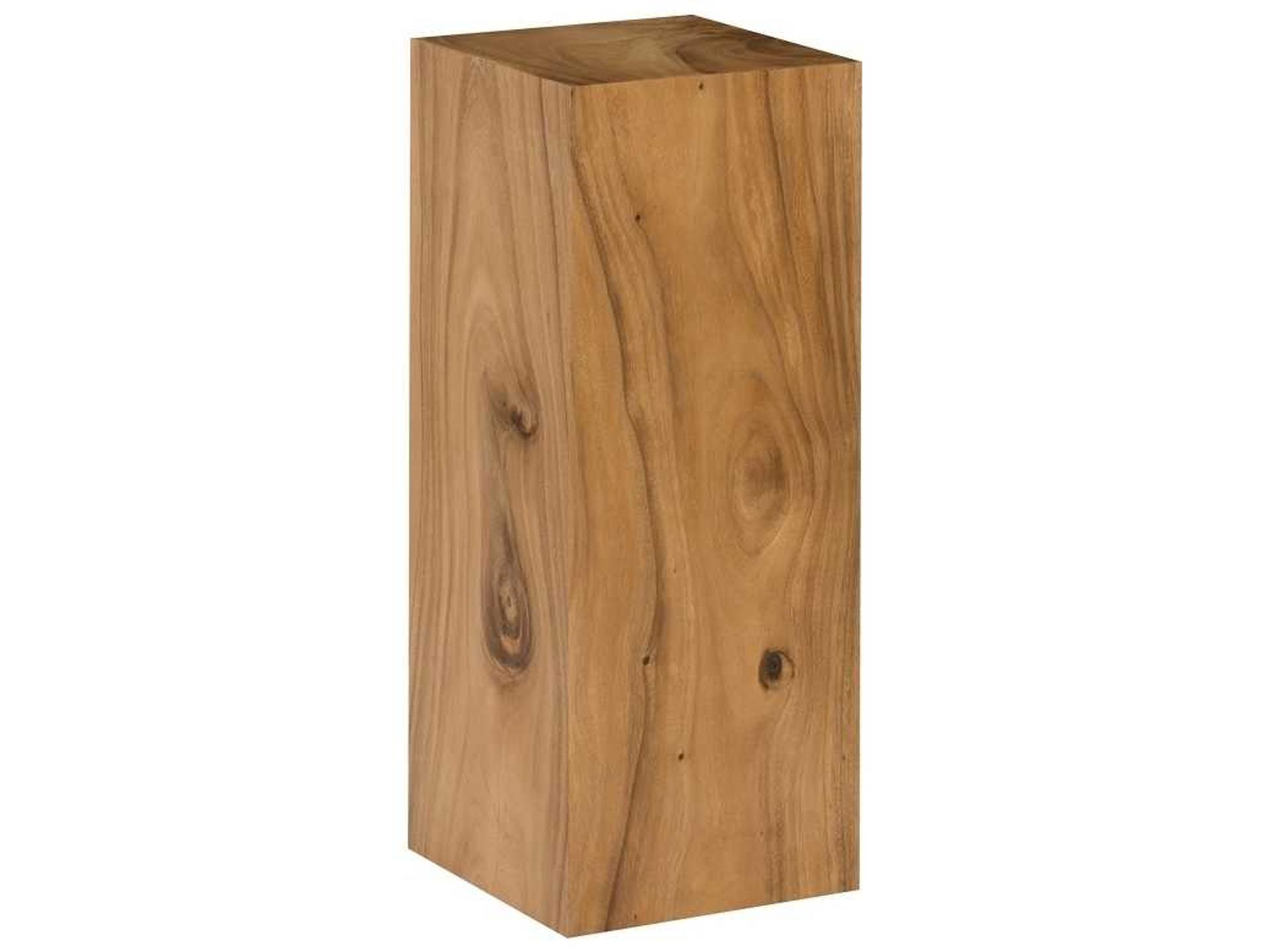 Square Wood Natural Brown End Table