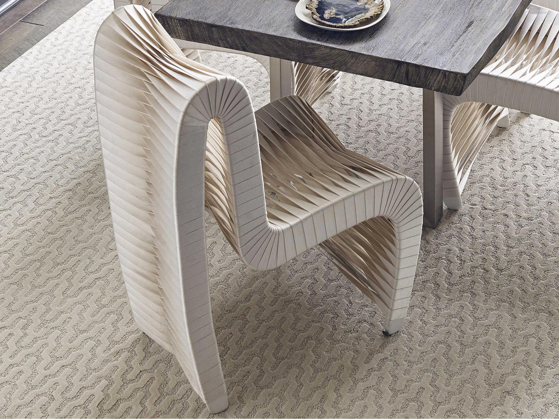 Phillips Collection Seat Belt White Upholstered Side Dining Chair