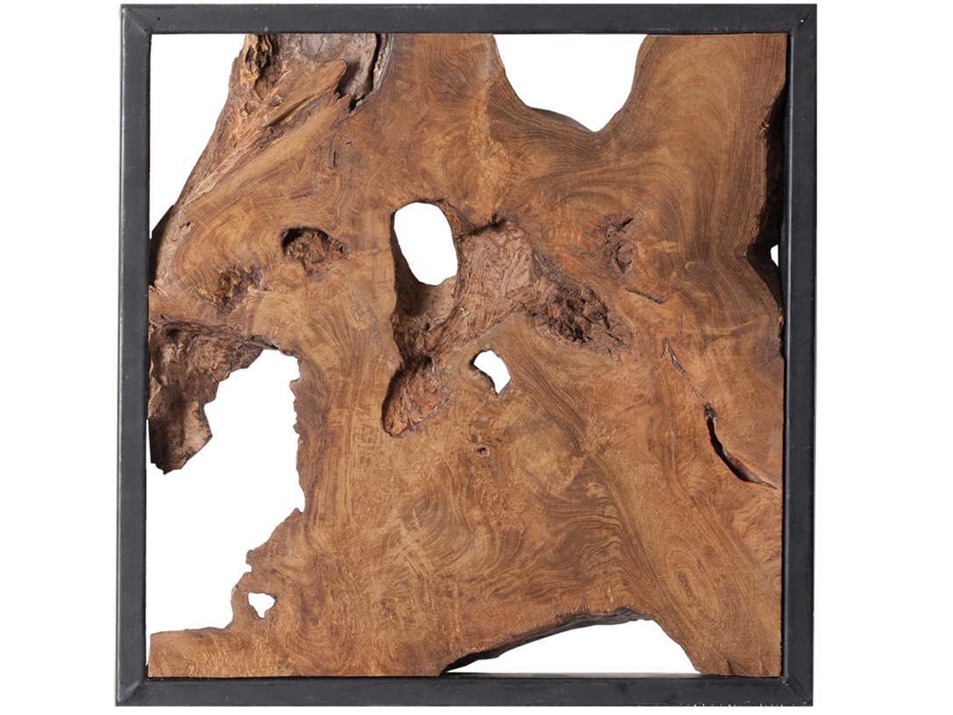 Framed Slice Teak Wall Tile Modern Organic Art