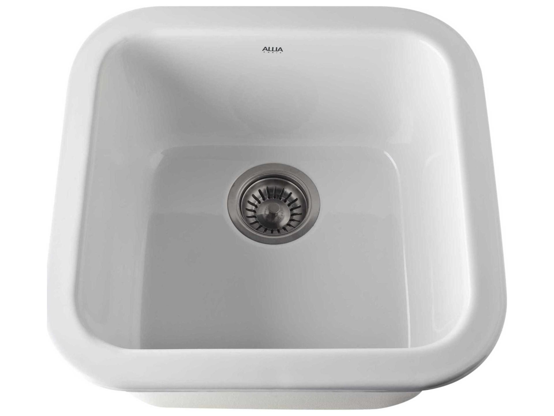 Fireclay White 18" Square Single Bowl Dual Mount Bar / Food Prep Sink