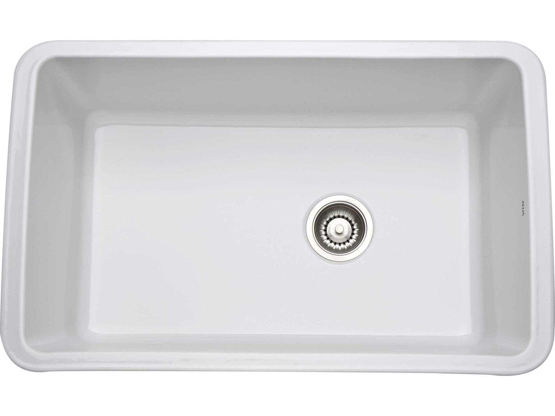 Allia Single Bowl Undermount Fireclay Kitchen Sink in White