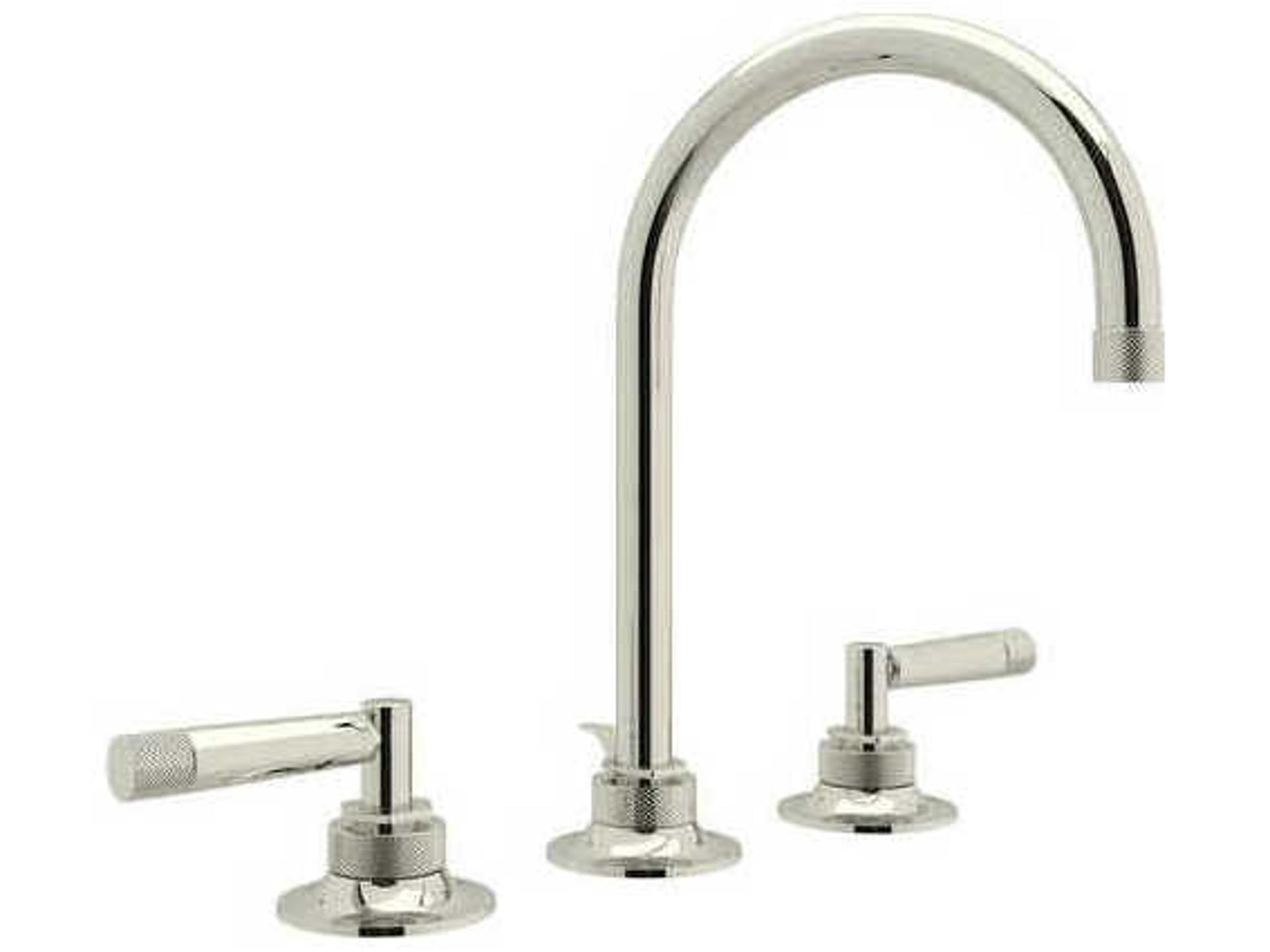 Graceline Polished Nickel C-Spout Widespread Lavatory Faucet with Lever Handles
