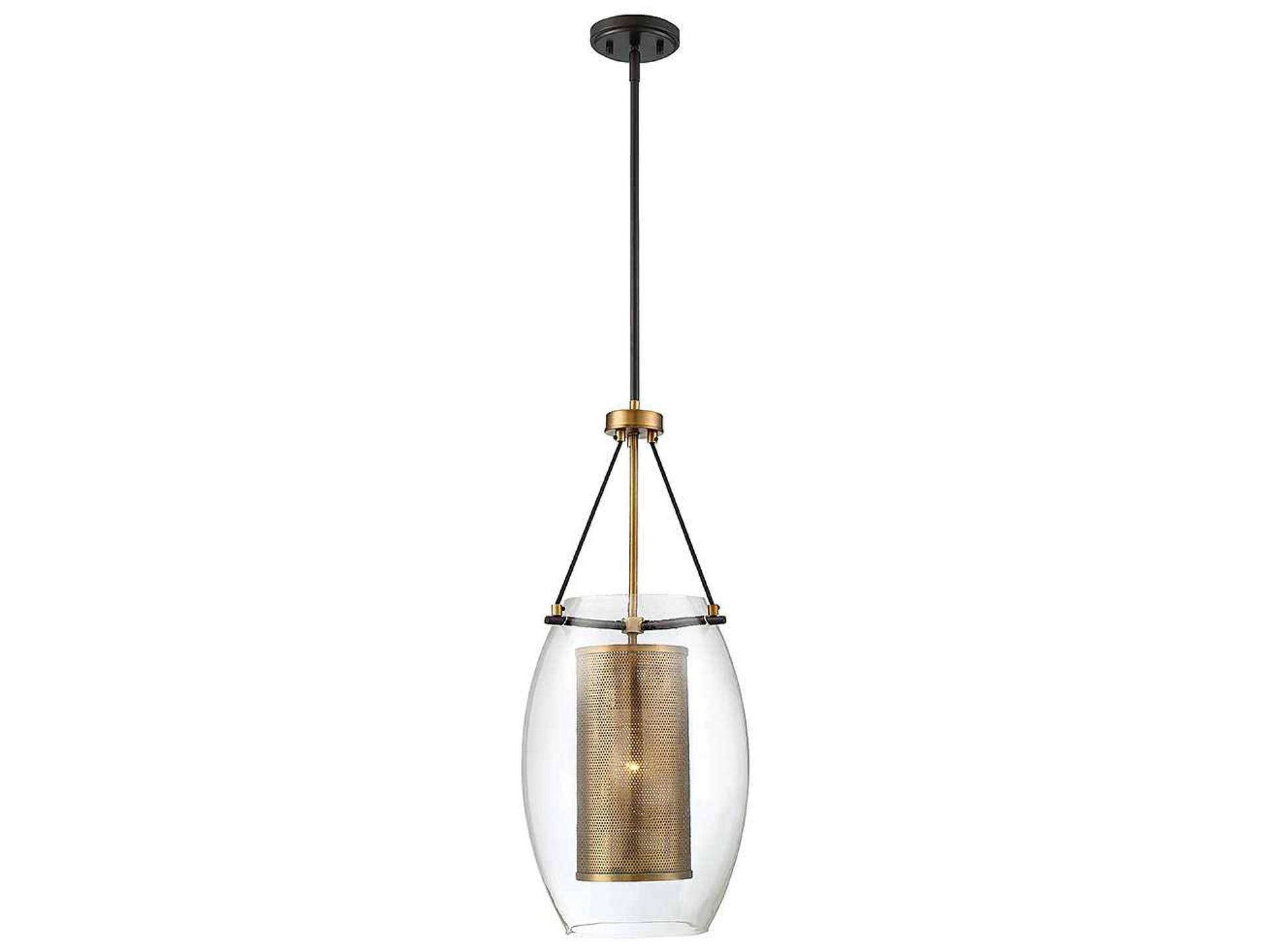 Dunbar 1-Light Pendant in Warm Brass with Bronze Accents