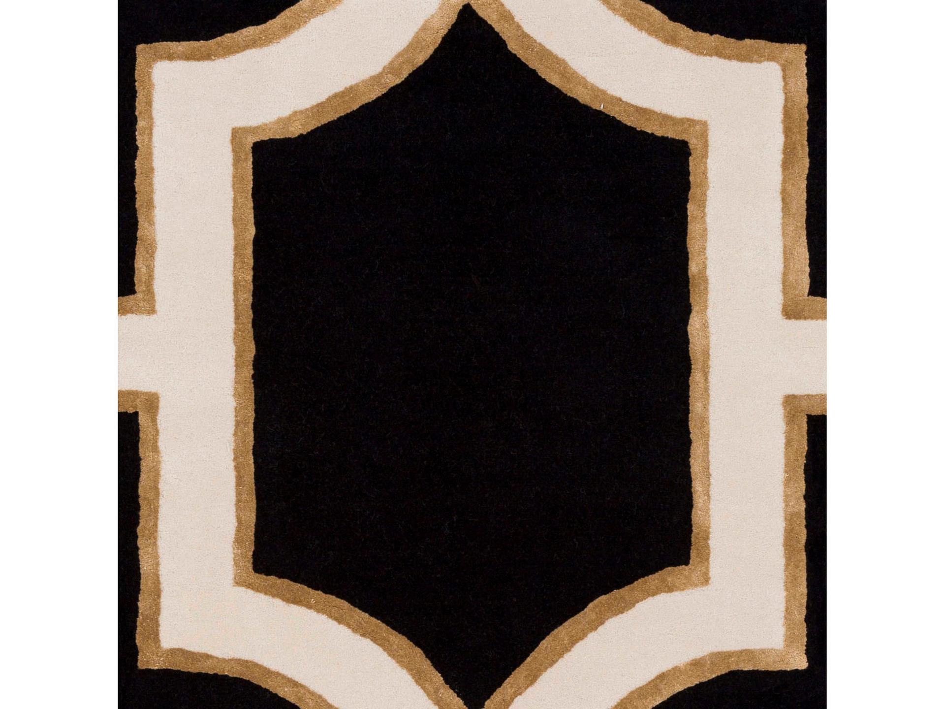 Intermezzo Hand Tufted Wool and Tencel Area Rug Sample in Black Cream Tan