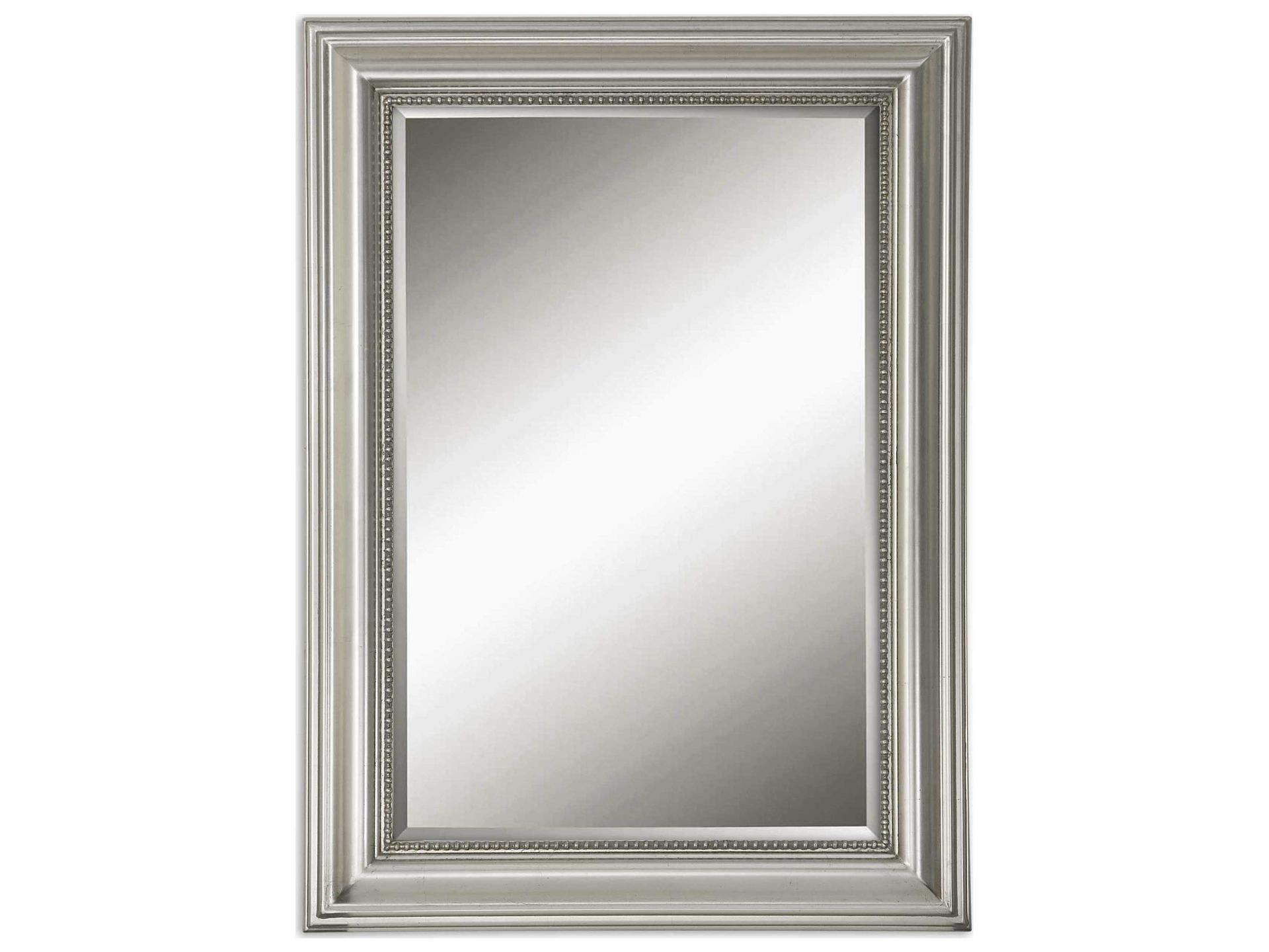 Stuart Silver Leaf Wood Wall Mirror with Gray Glaze