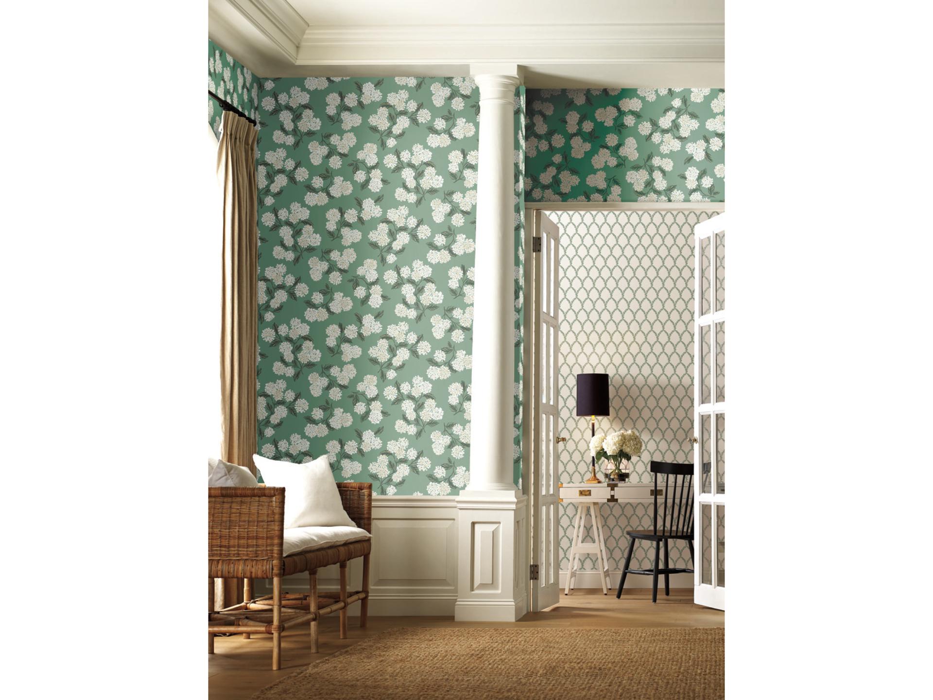 York Wallcoverings Jade Hydrangea Wallpaper