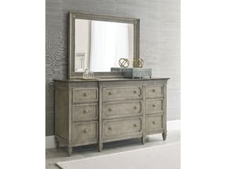 American Drew Savona Brown Elm Wood Dresser with Mirror