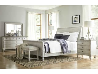 American Drew Litchfield Clayton Sun Washed Beige Upholstered Accent Bench