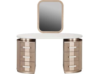 Michael Amini West Kensington Sea Salt Caramel Rubberwood Vanity Table