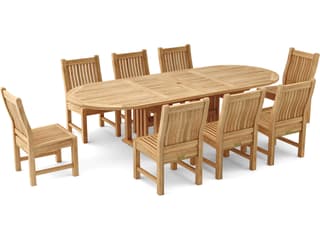 Anderson Teak Sahara Dining Side Chair 9-Piece Oval Outdoor Dining Set