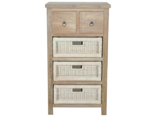 Anderson Teak Safari Occasional Table with Drawer & Rattan Baskets