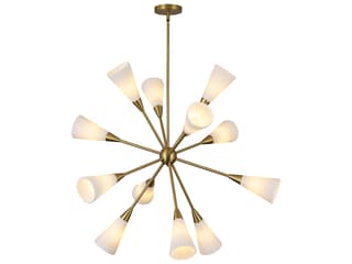 12-Light Cosmo Chandelier in Brushed Gold with Opal Glass