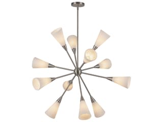 12-Light Cosmo Chandelier in Brushed Nickel with Fluted Milk Glass