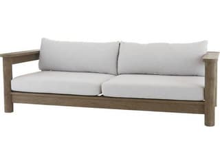Caldwell Weathered Teak Cushion Sofa with Porpoise Acrylic